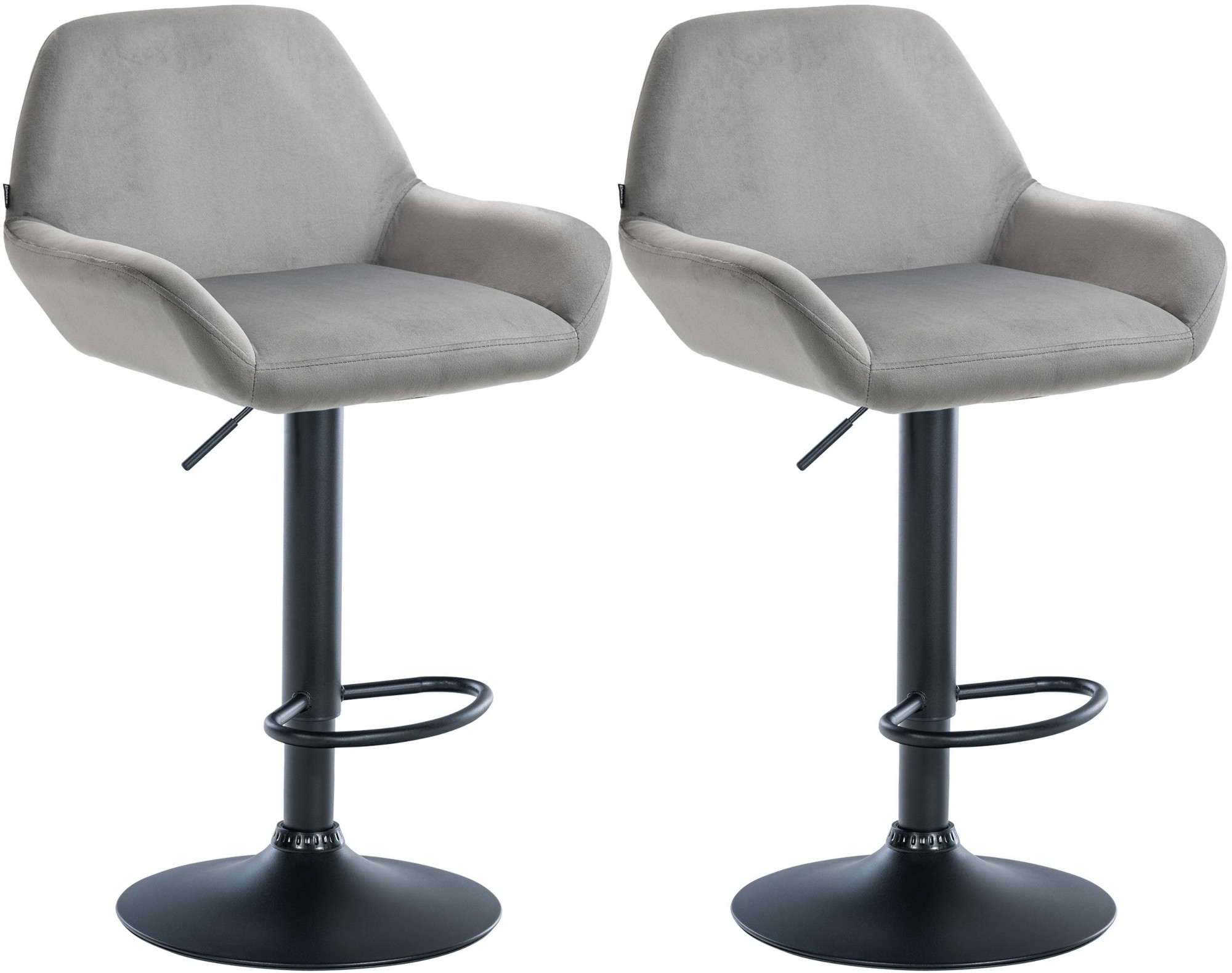 2er Set Barhocker Braga Samt schwarz, grau