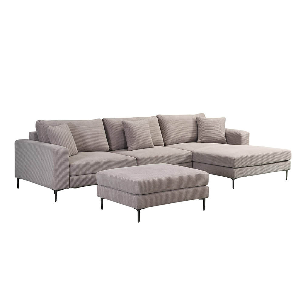 Sofa BELLANO L - 340 x 188 cm Rechts Cord Beige