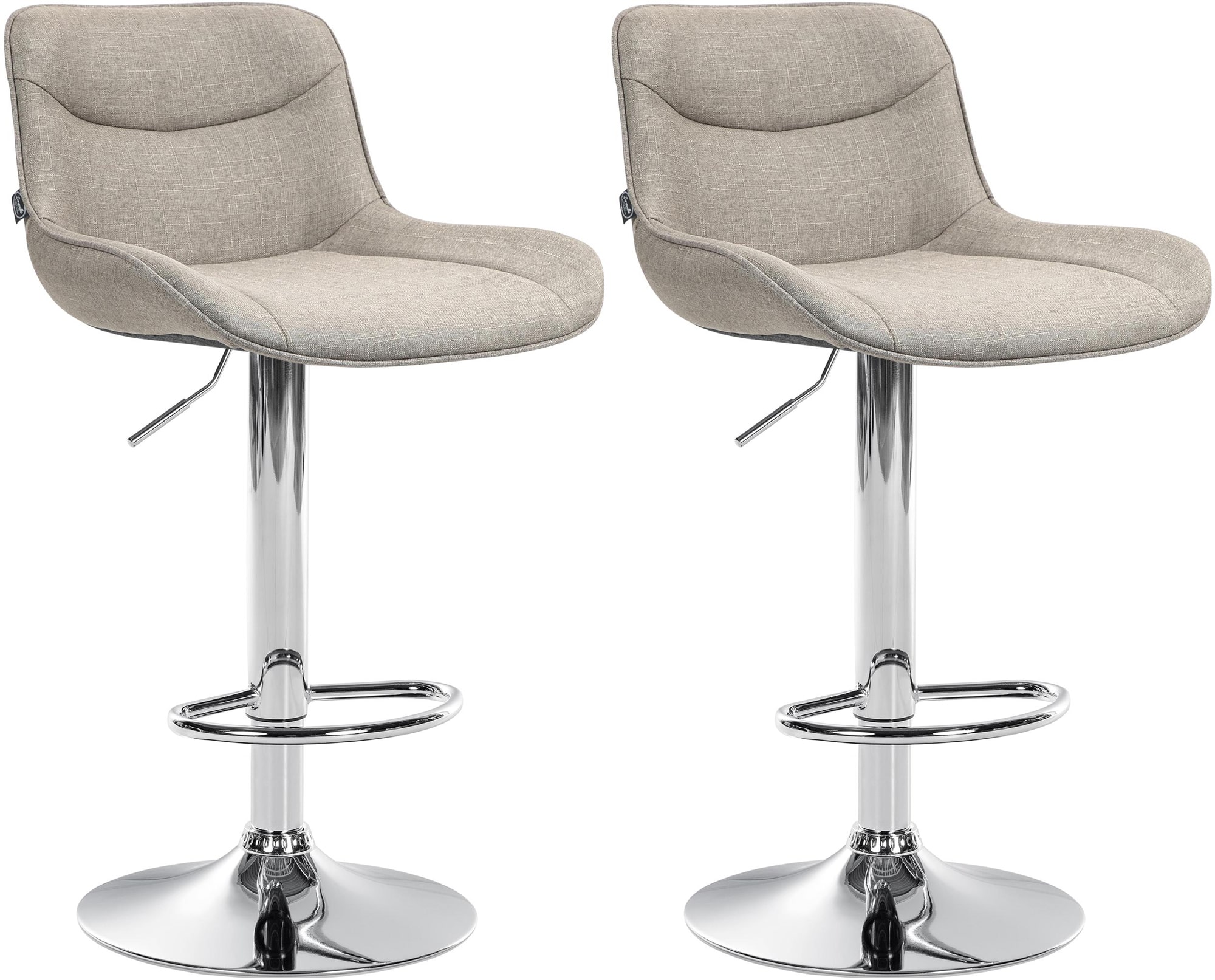 2er Set Barhocker Vonore Stoff chrom, taupe