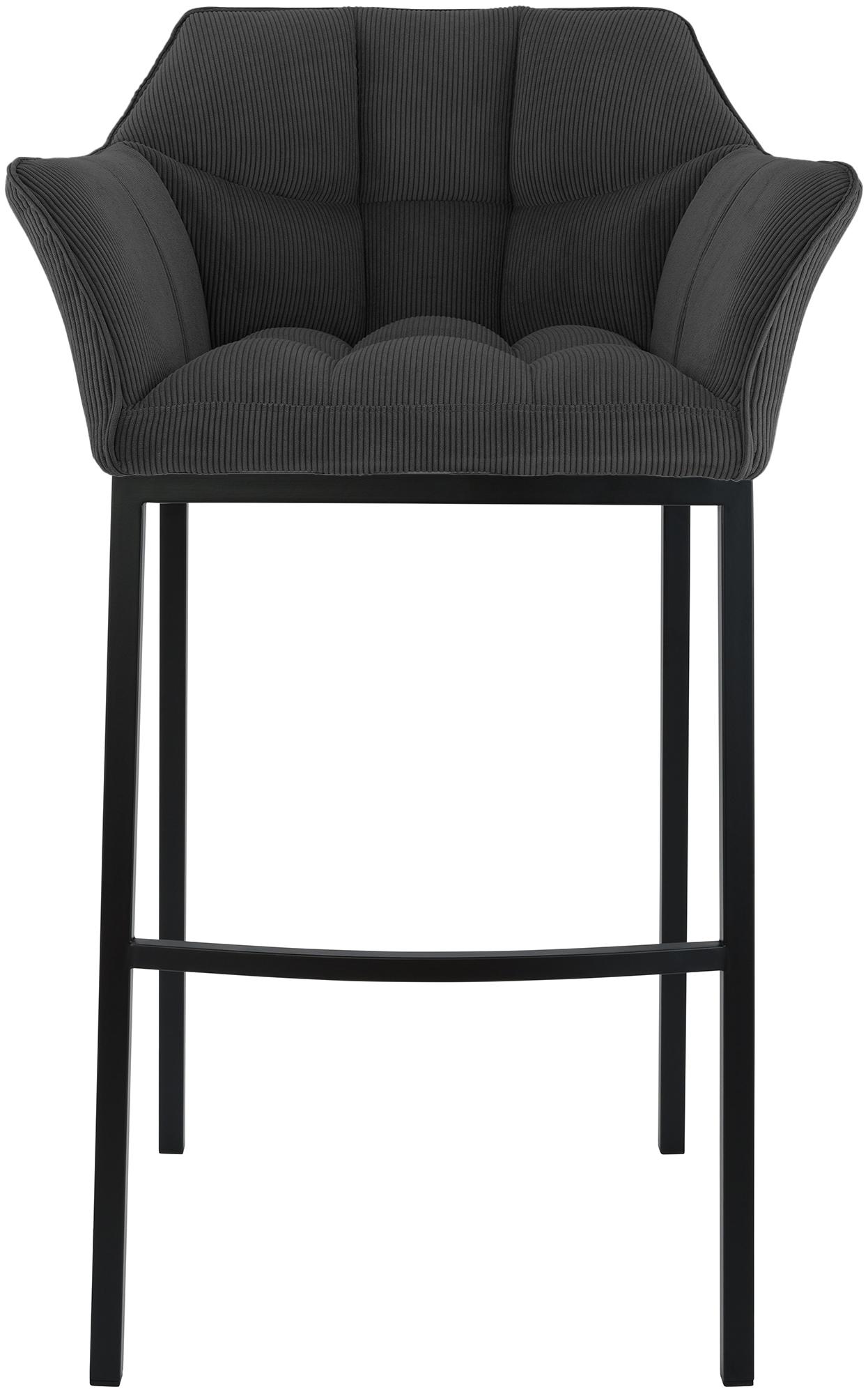 Barhocker Damaso B Cord mit 4-Fuß Gestell, dunkelgrau