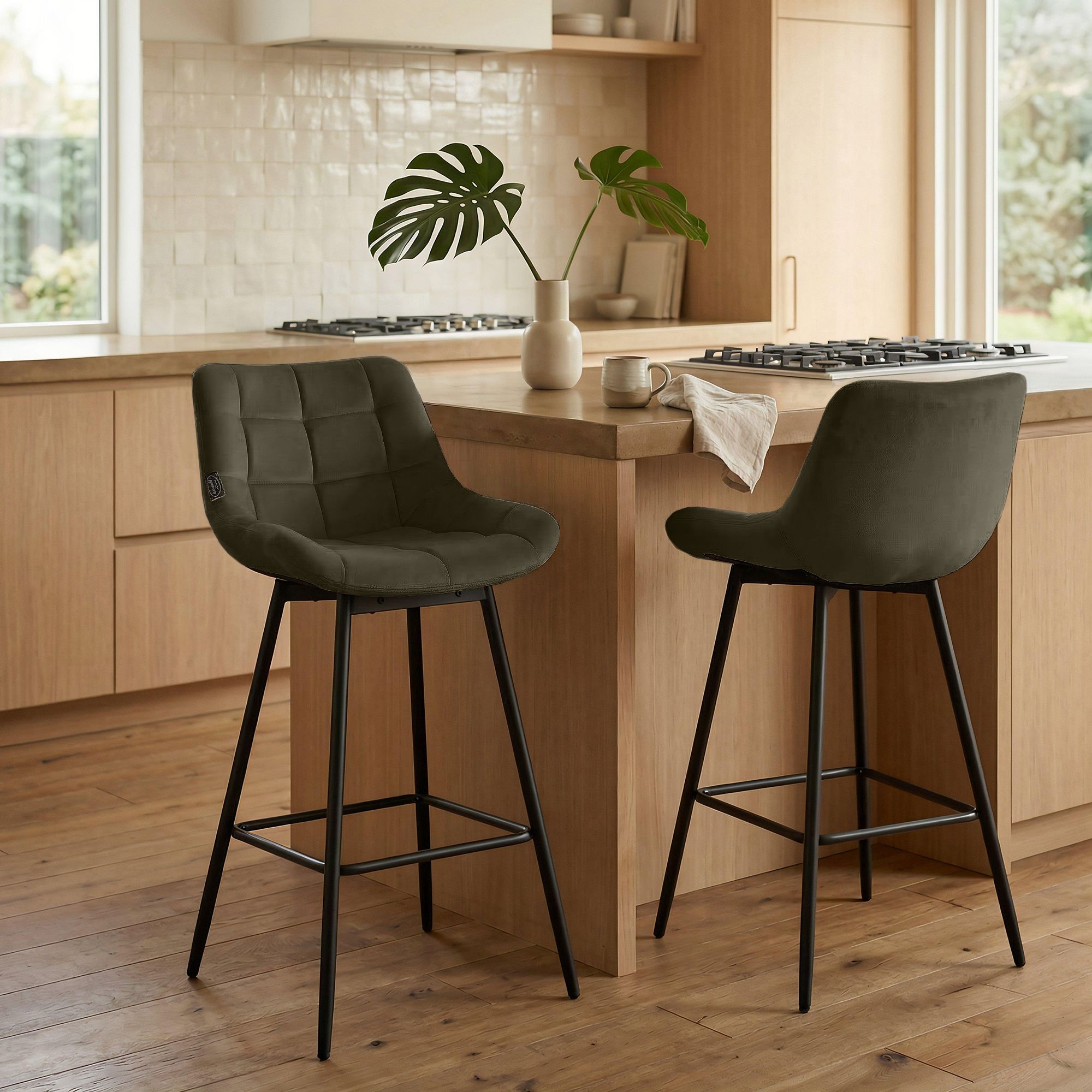 Barhocker Weston Schwenkbar Samt, braun