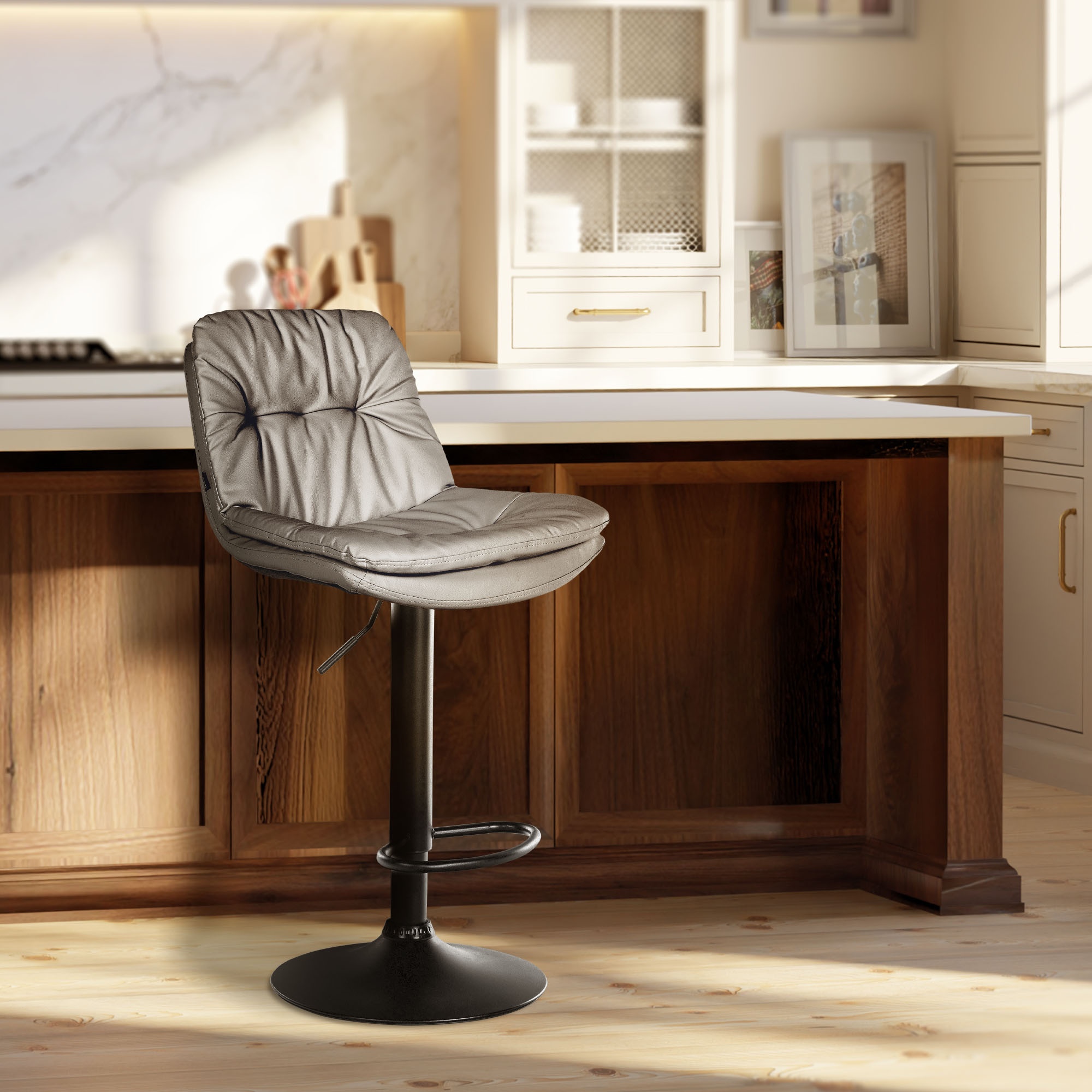 Barhocker Laurel Kunstleder schwarz, grau