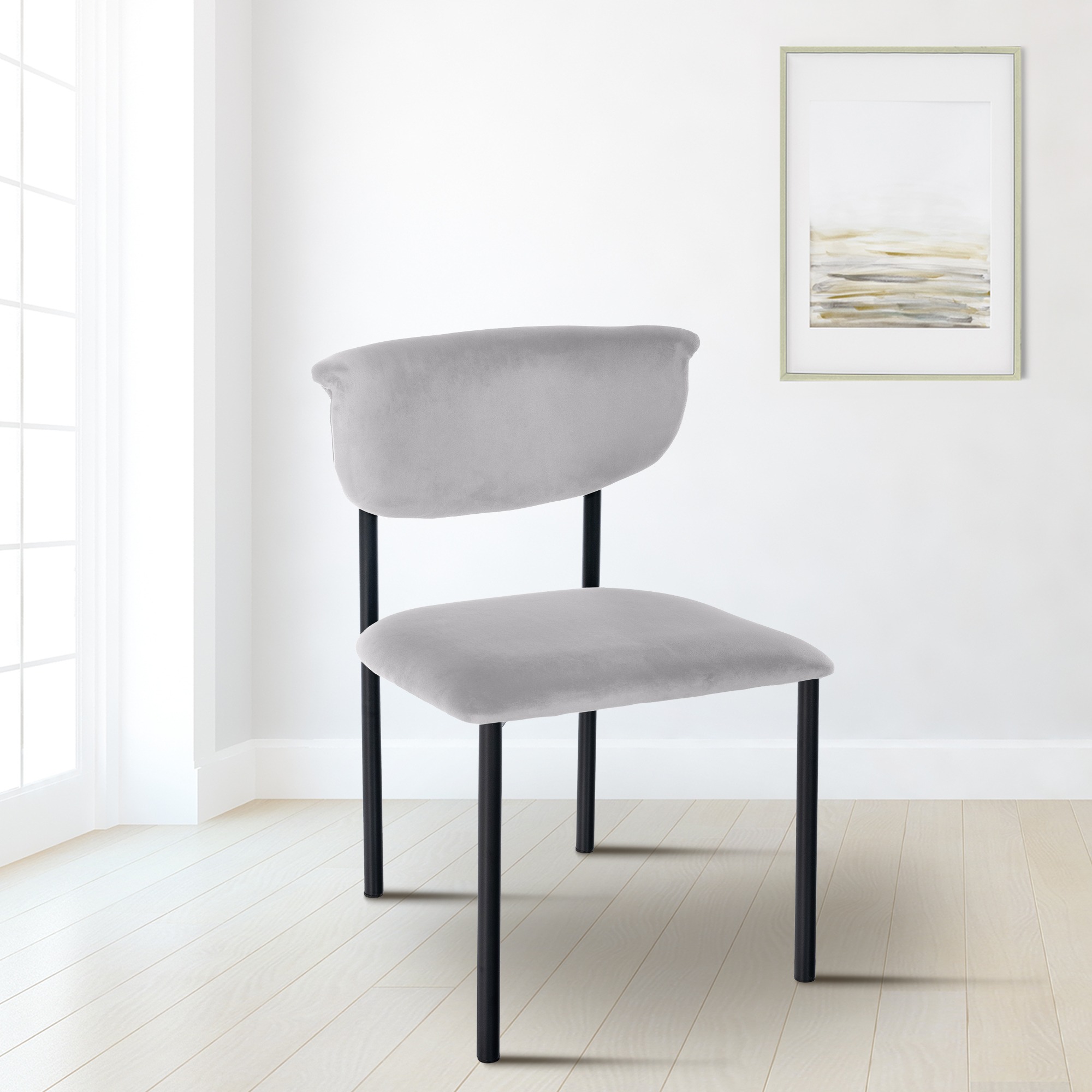 2er Set Besucherstuhl Gambell Samt, grau