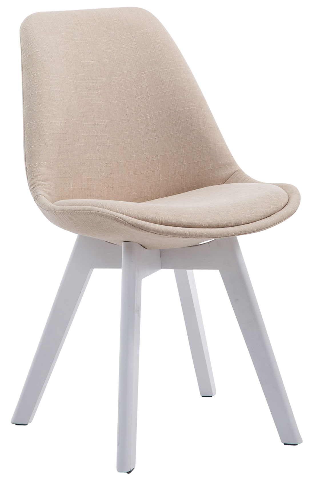 4er Set Besucherstühle Borneo V2 Weiß Stoff, creme