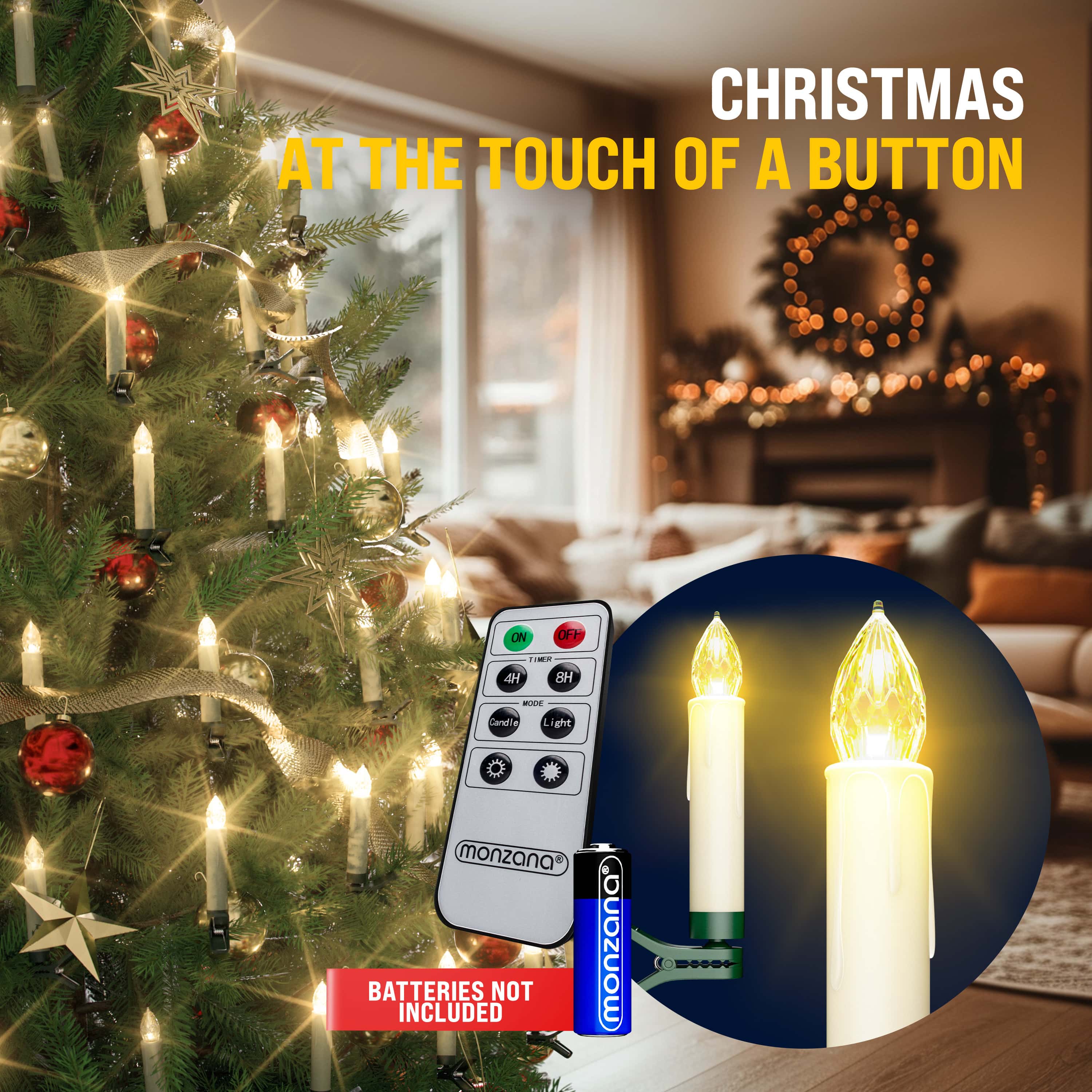 LED Weihnachtsbaumkerzen 30er-Set Warmweiß Fernbedienung