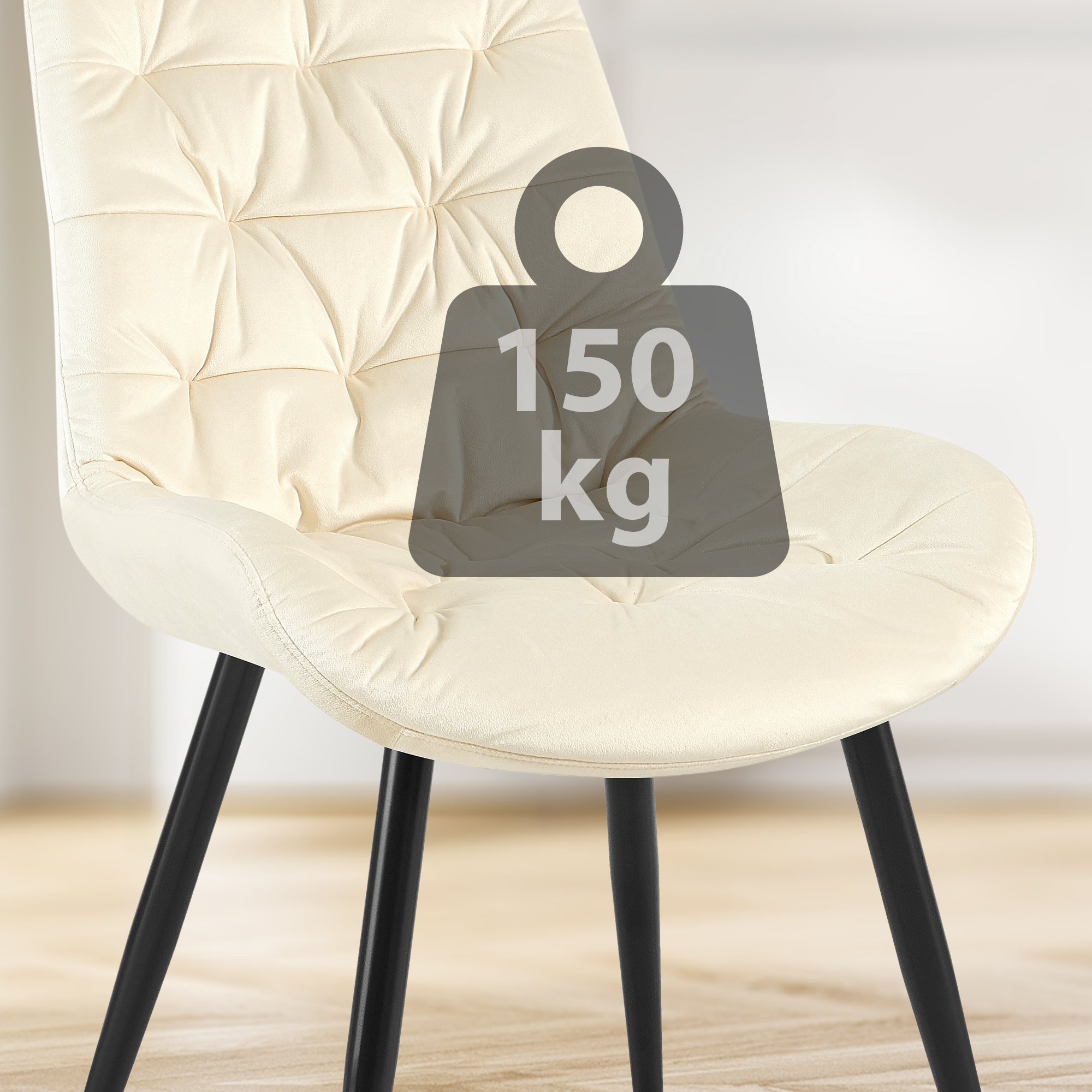 Esszimmerstuhl Rossford Samt, creme