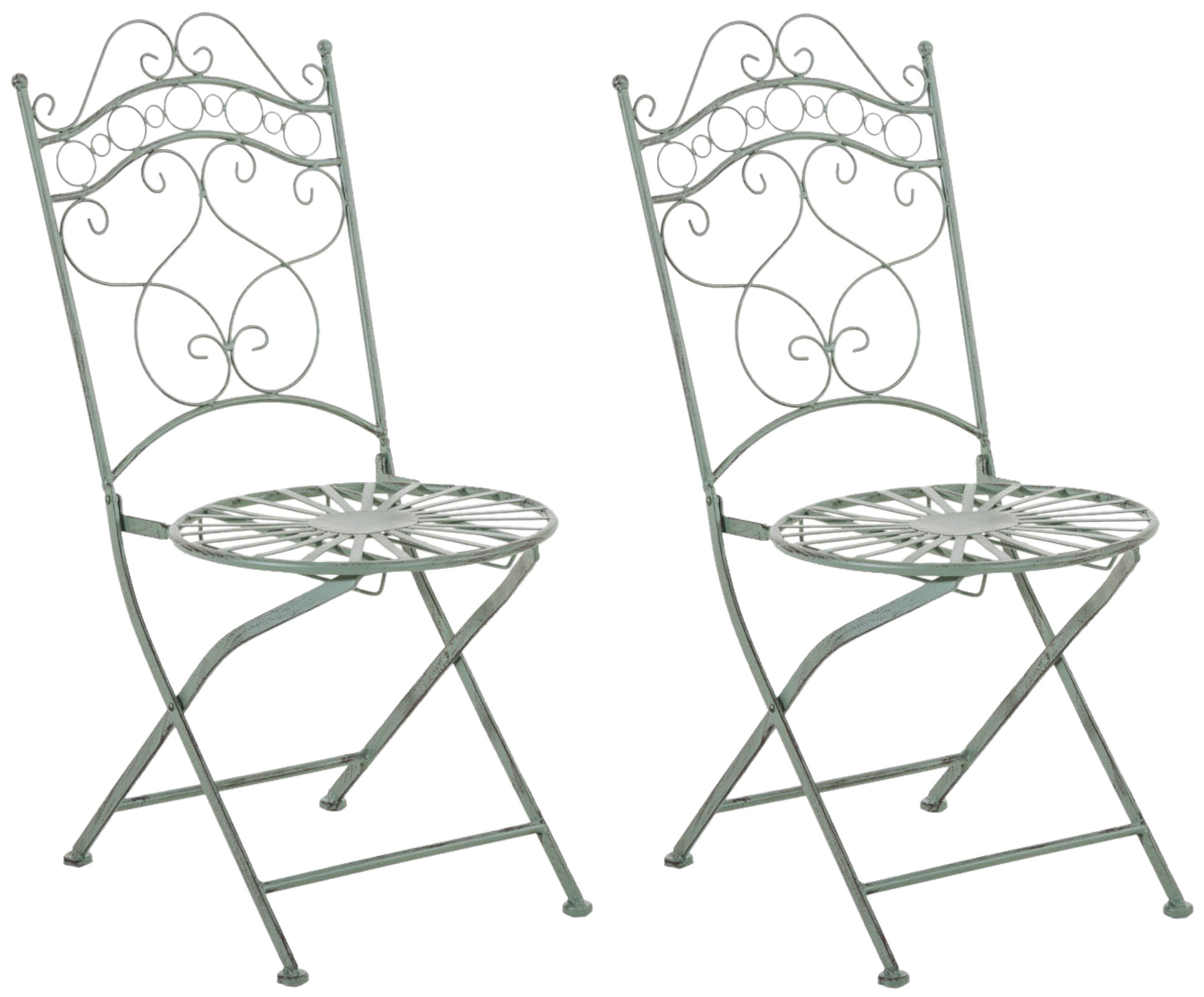 2er Set Stühle Indra, antik-grün