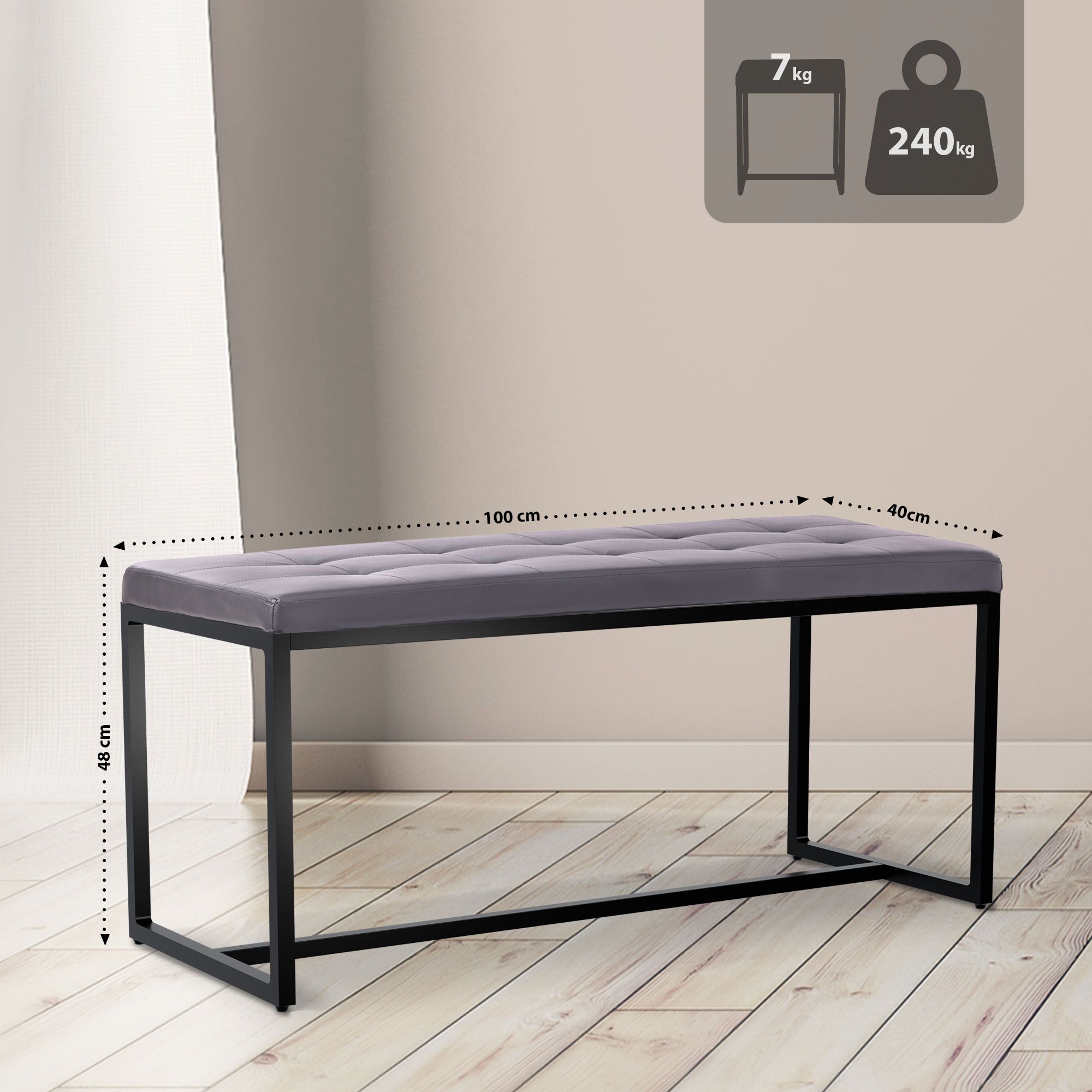 Sitzbank Barci B Kunstleder, grau