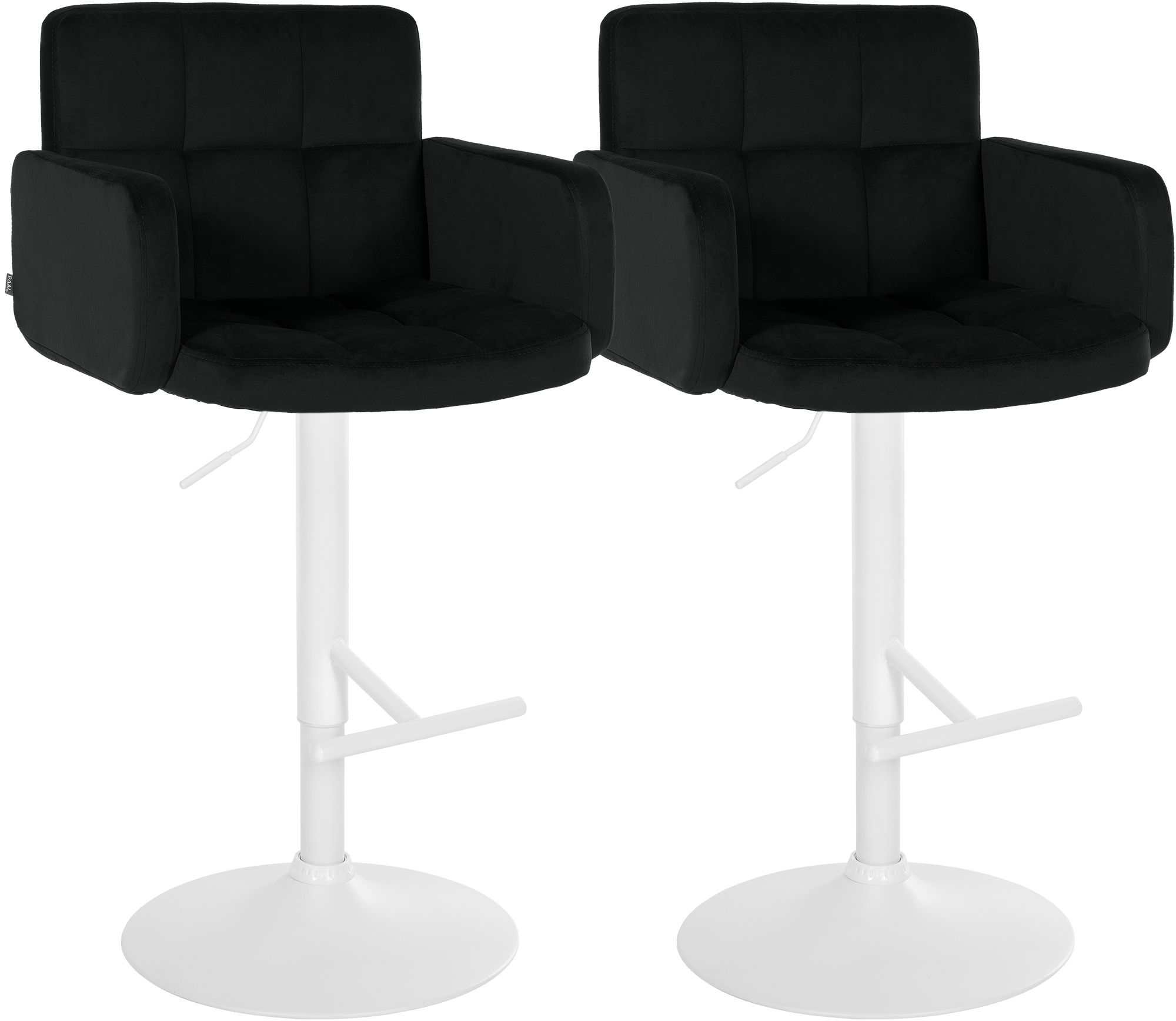 2er Set Barhocker Los Angeles Samt weiß, schwarz