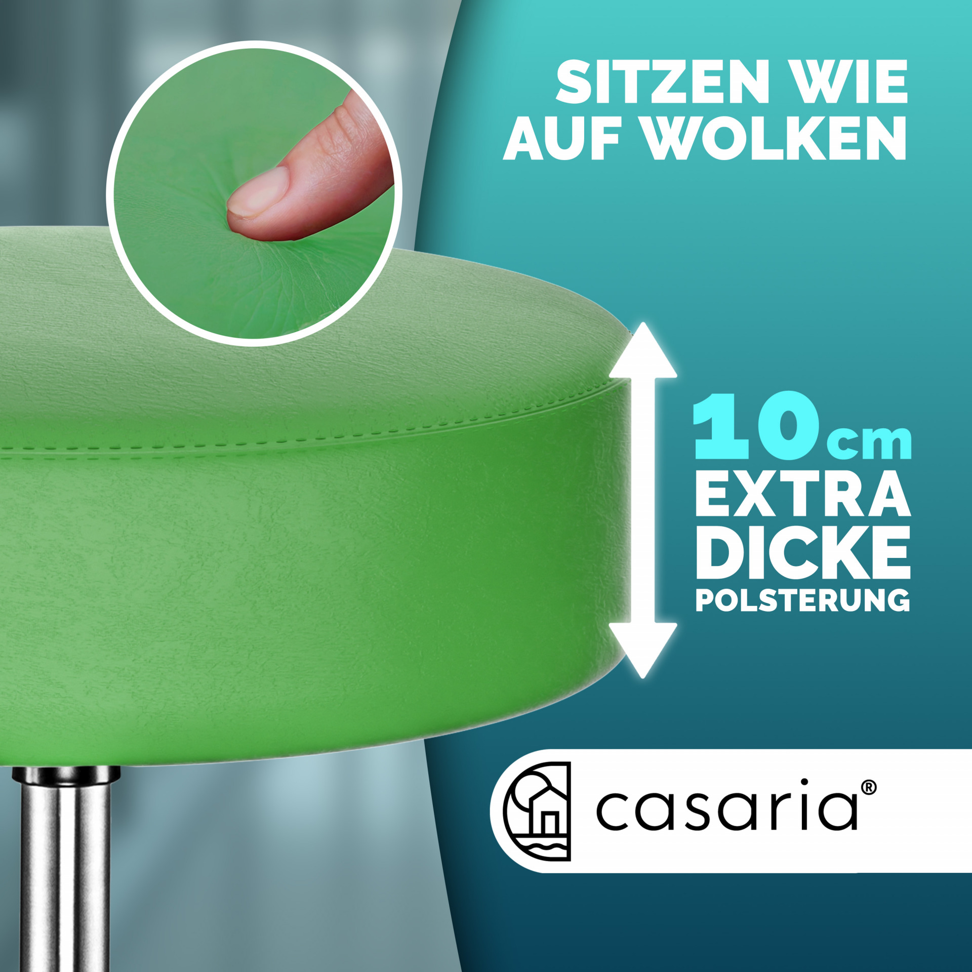 Rollhocker Kunstleder Grün 360° drehbar