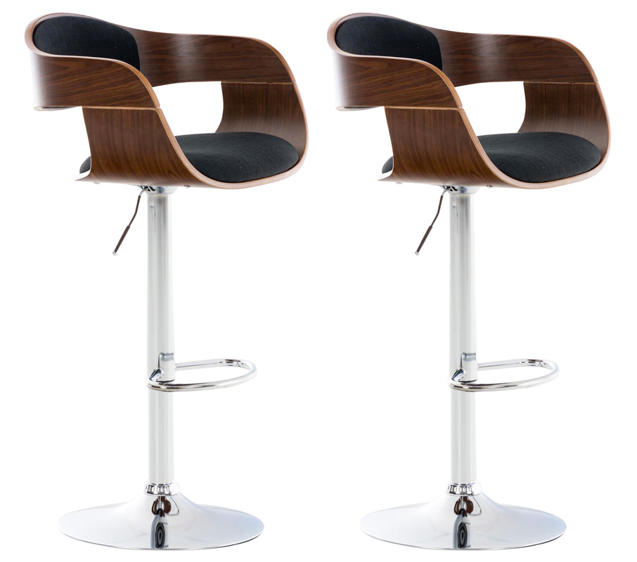 2er Set Barhocker Kingston C Stoff, walnuss/schwarz