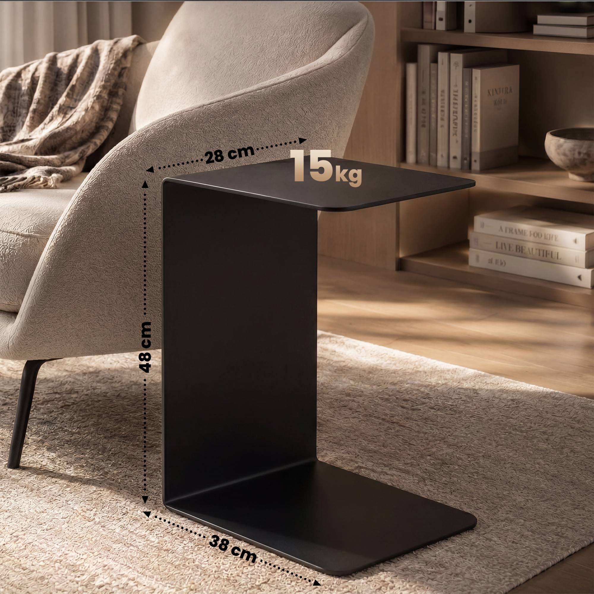 Beistelltisch Selby 48 cm, schwarz