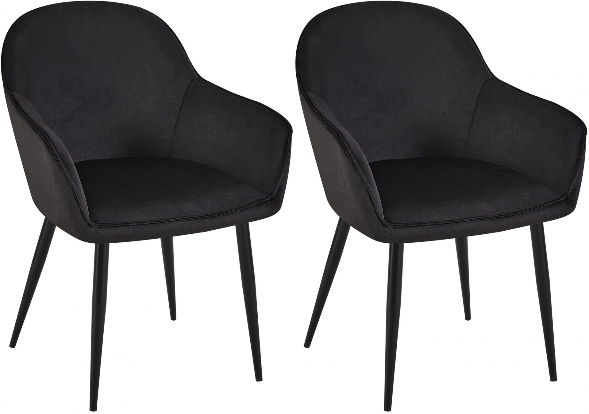 2er Set Esszimmerstuhl Boise Samt, schwarz