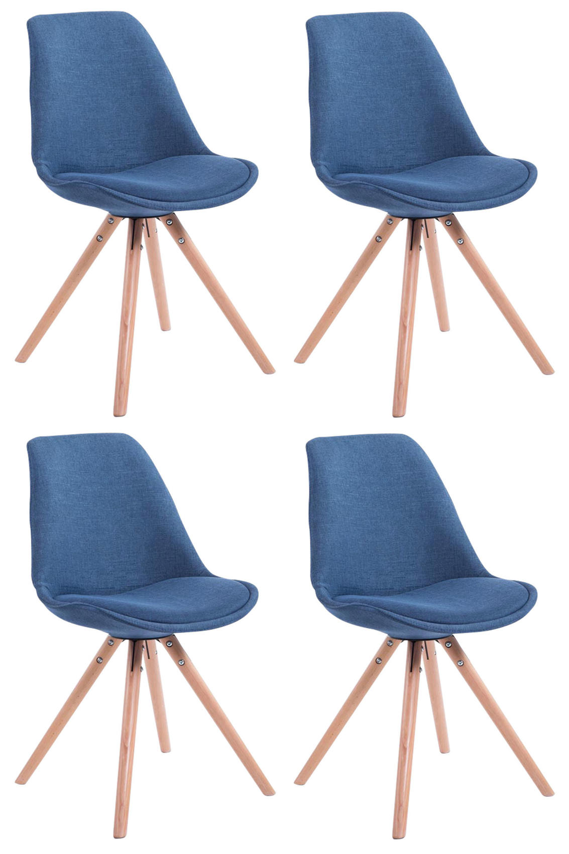4er Set Stühle Toulouse Stoff Natura Rund, blau