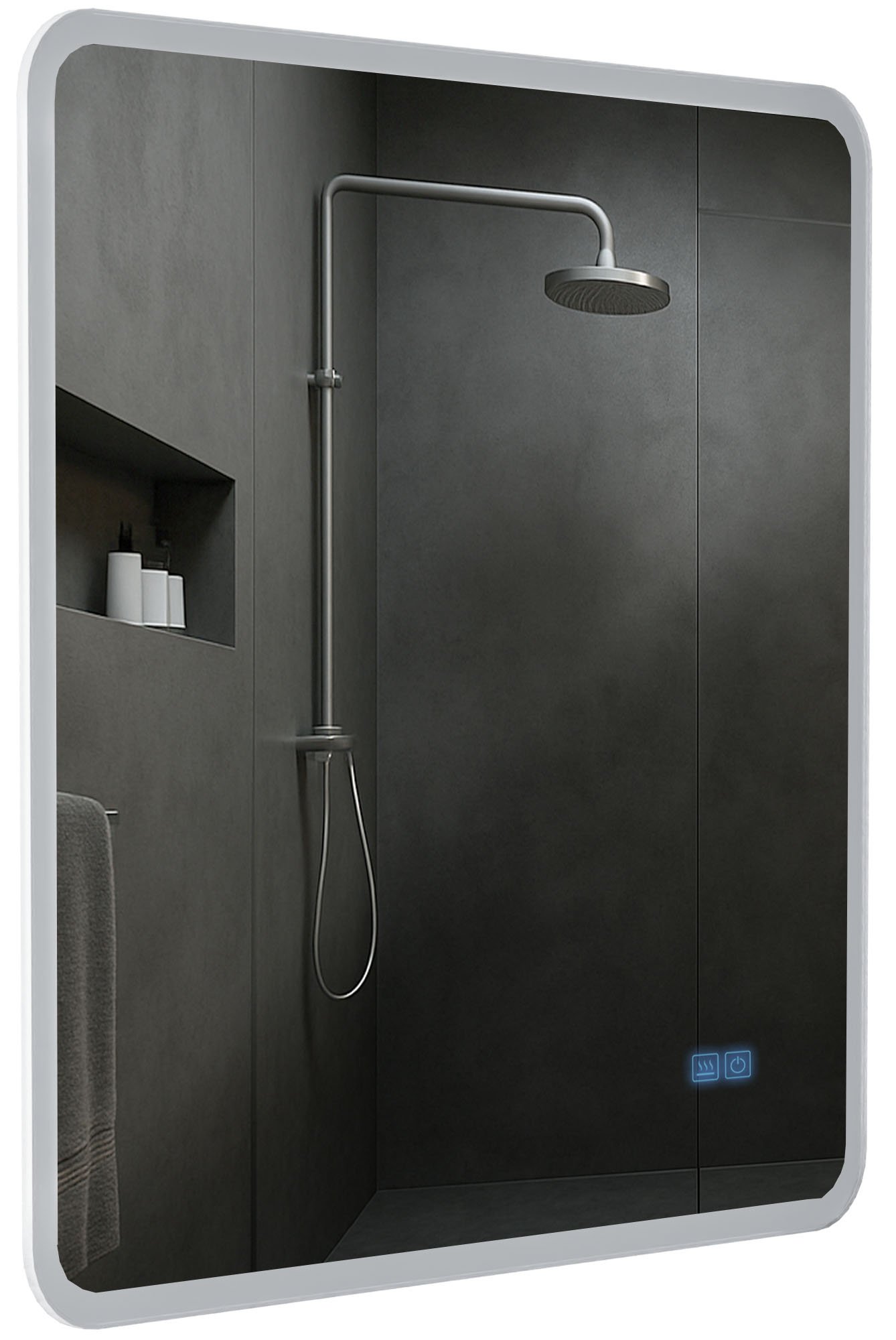 Badspiegel Jericho 80x80 mit Bluetooth, klarglas
