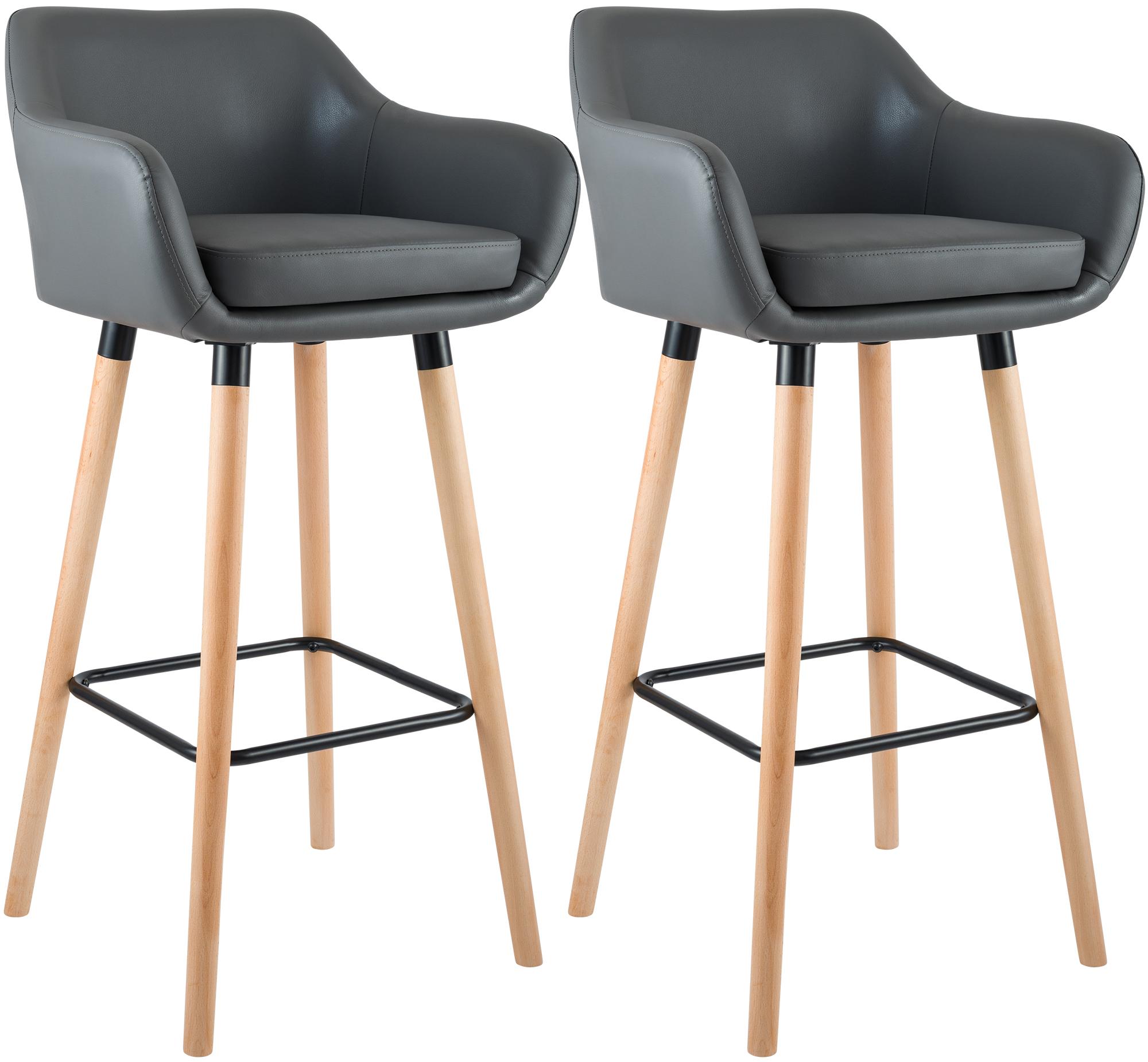 2er Set Barhocker Grant Kunstleder, grau