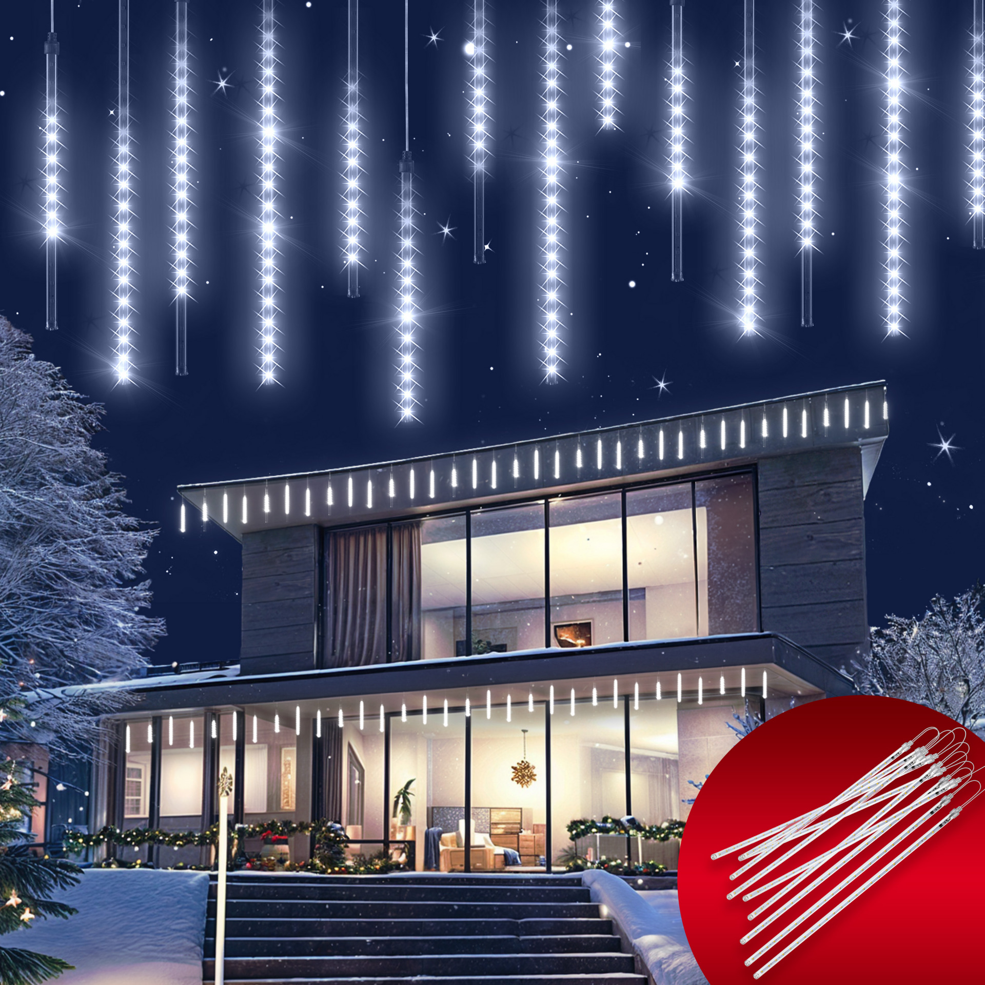 Lichterkette Weihnachten Diamantenregen Kaltweiß