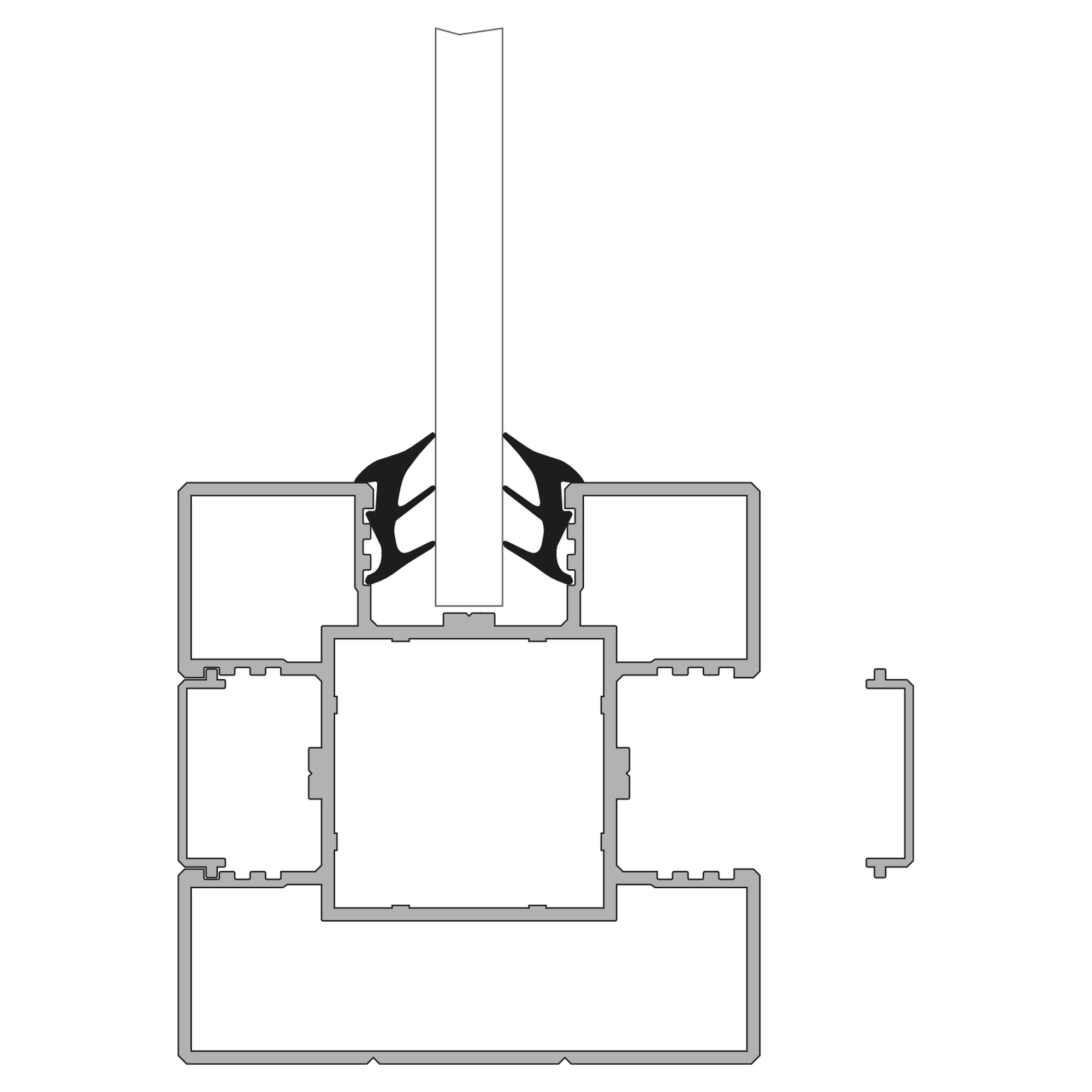 VETRO System-Pfosten Alu, 68 x 68 x 1870 mm, 3-fach genutet, Anthrazit Struktur