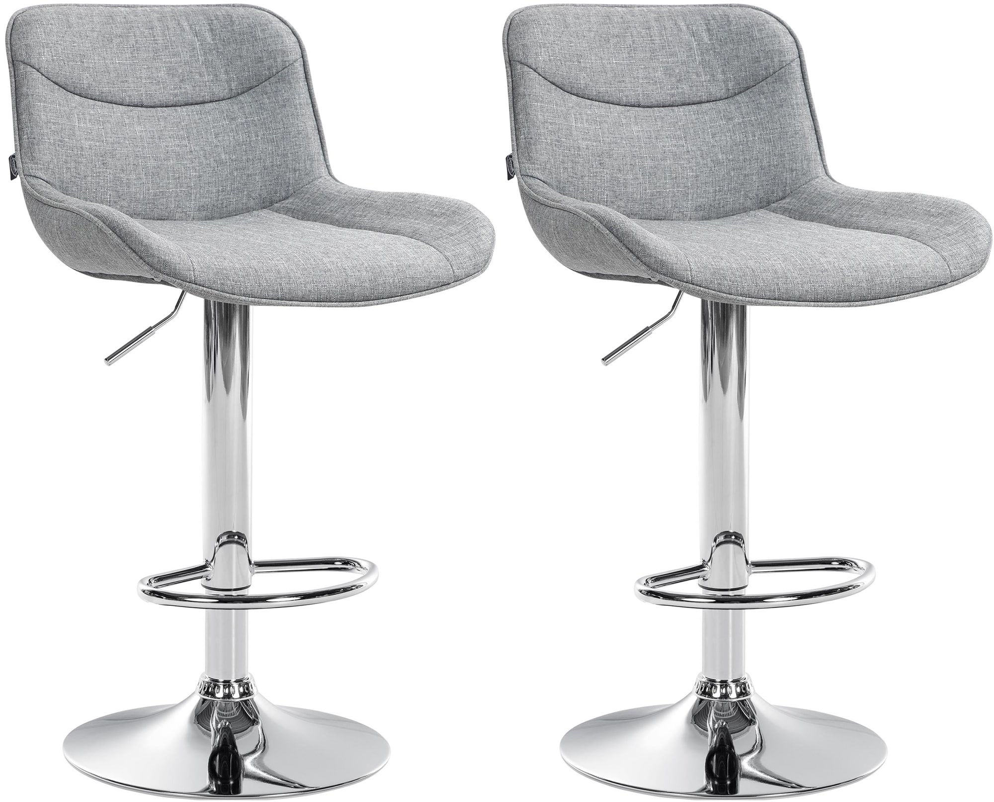 2er Set Barhocker Vonore Stoff chrom, grau