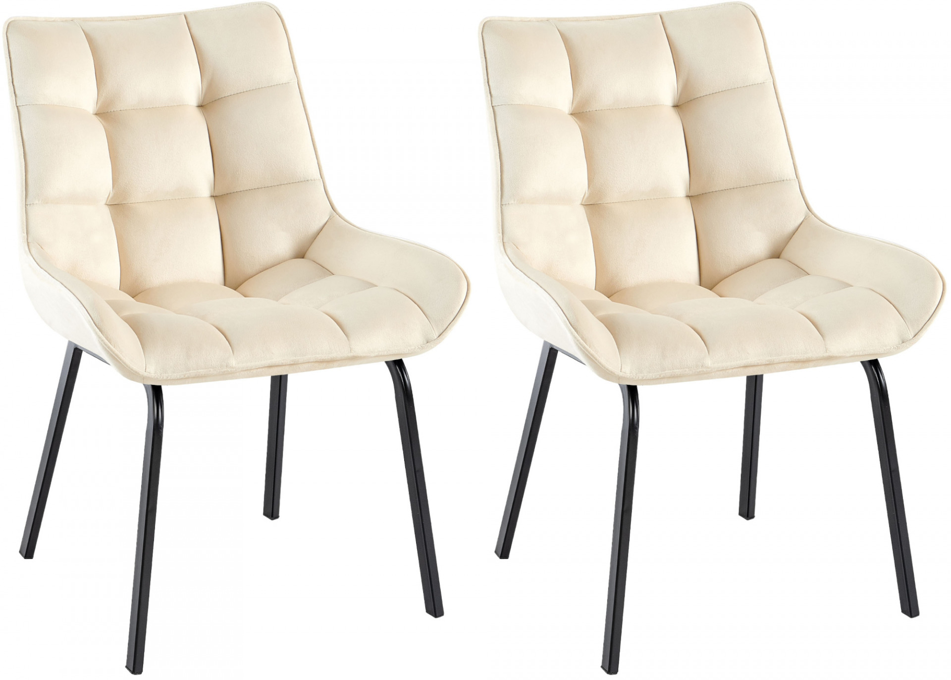 2er Set Stuhl Saranda Samt, creme