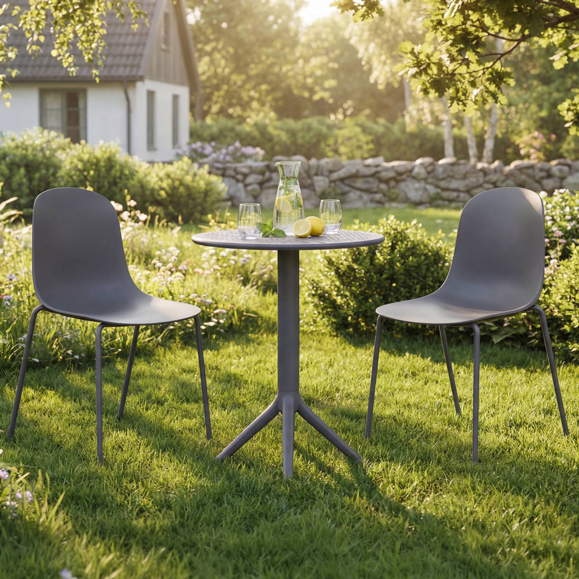 Gartenmöbel-Set Torin mit 2 Stühlen, dunkelgrau