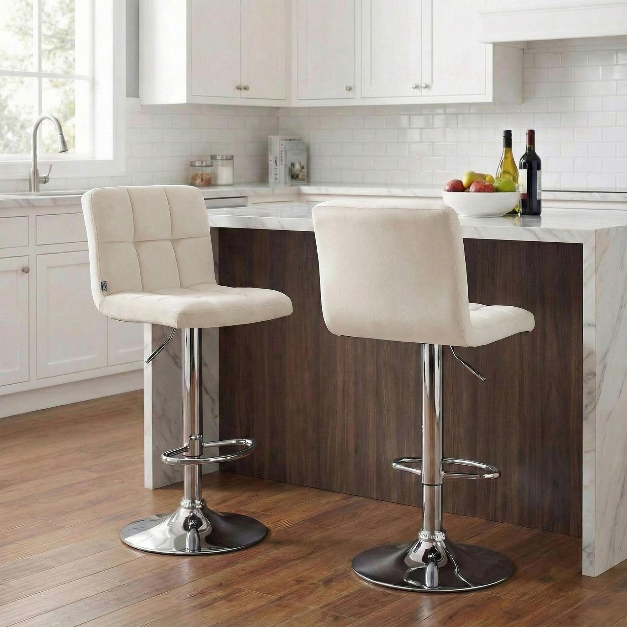 Barhocker Peru Samt chrom, creme
