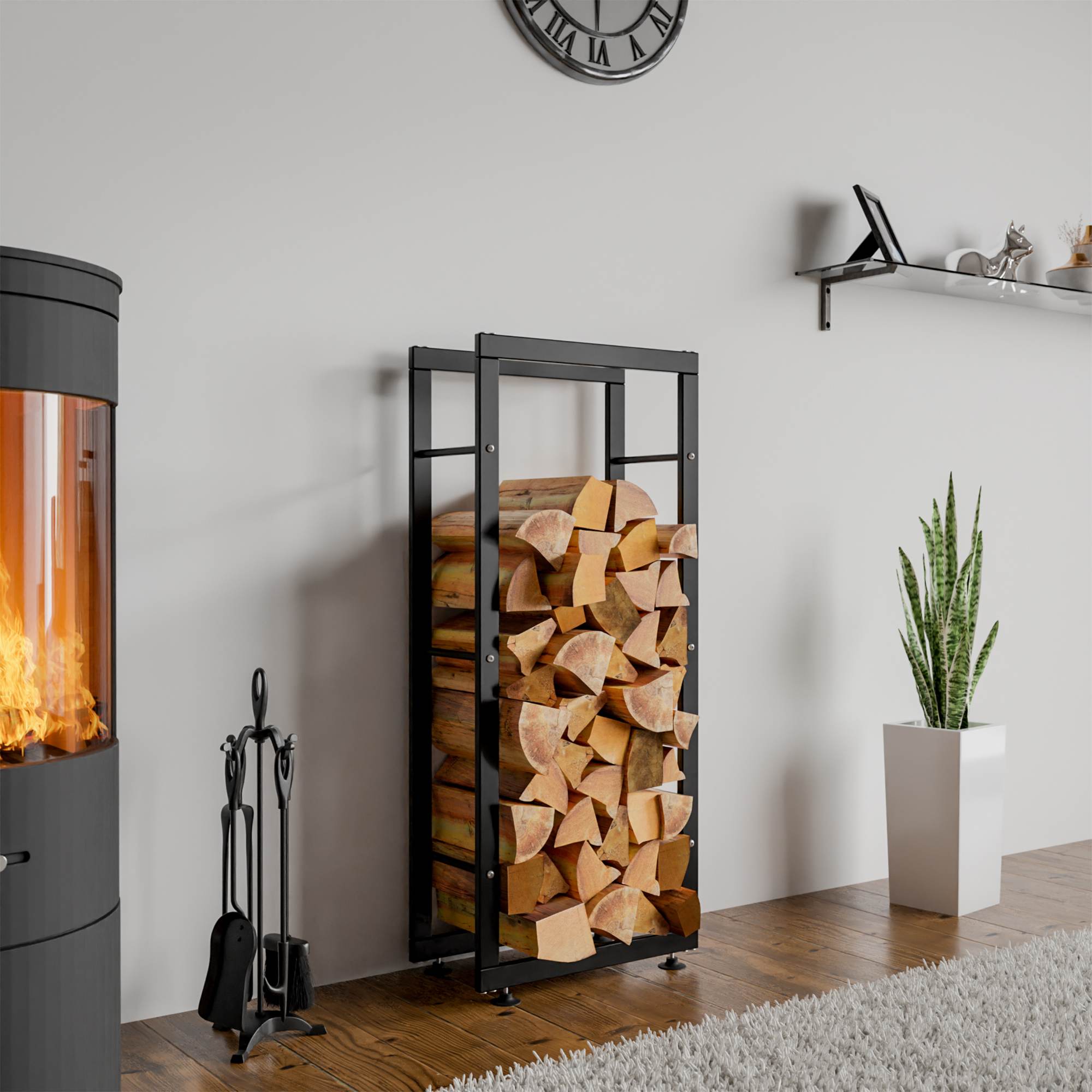 Kaminholzständer Keri V2 25x40x125, schwarz