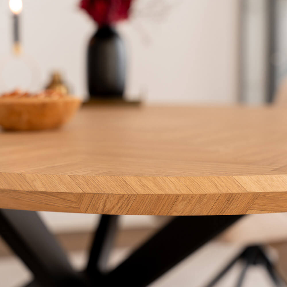Esstisch Oval AVENTIS inkl. Sternfuß - 200 x 120 cm Fishbone Oak
