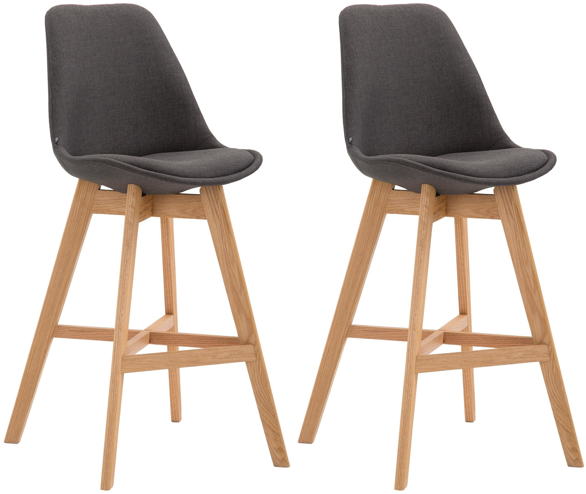 2er Set Barhocker Cannes Stoff natura, dunkelgrau