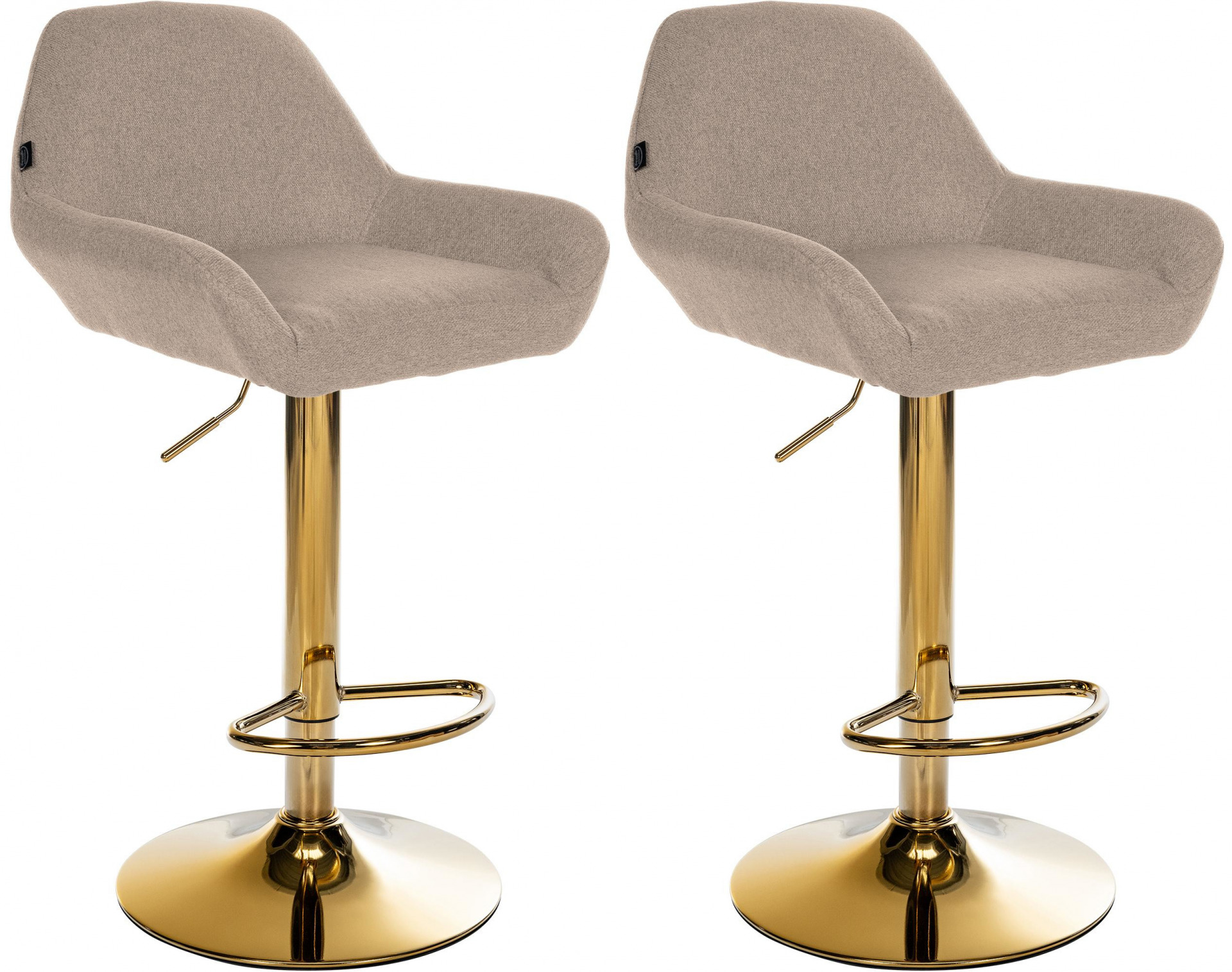 2er Set Barhocker Braga Gold Stoff, taupe