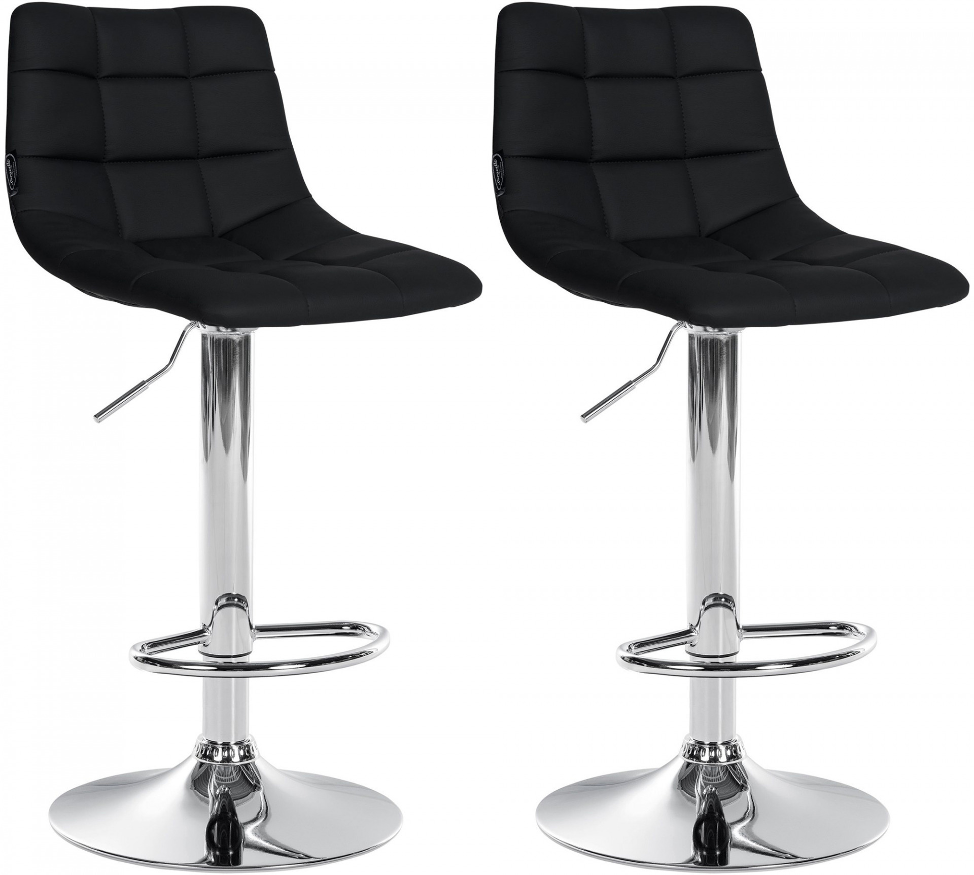 2er Set Barhocker Jerry Kunstleder chrom, schwarz