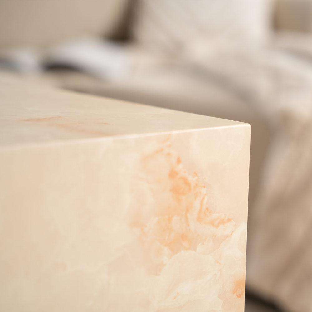 Couchtisch Marmor AMIRI M - 50 x 50 cm Sandstein