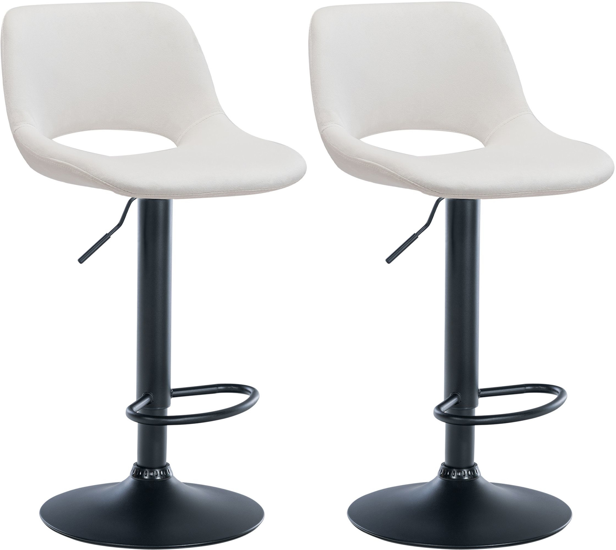 2er Set Barhocker Camden Samt schwarz, creme