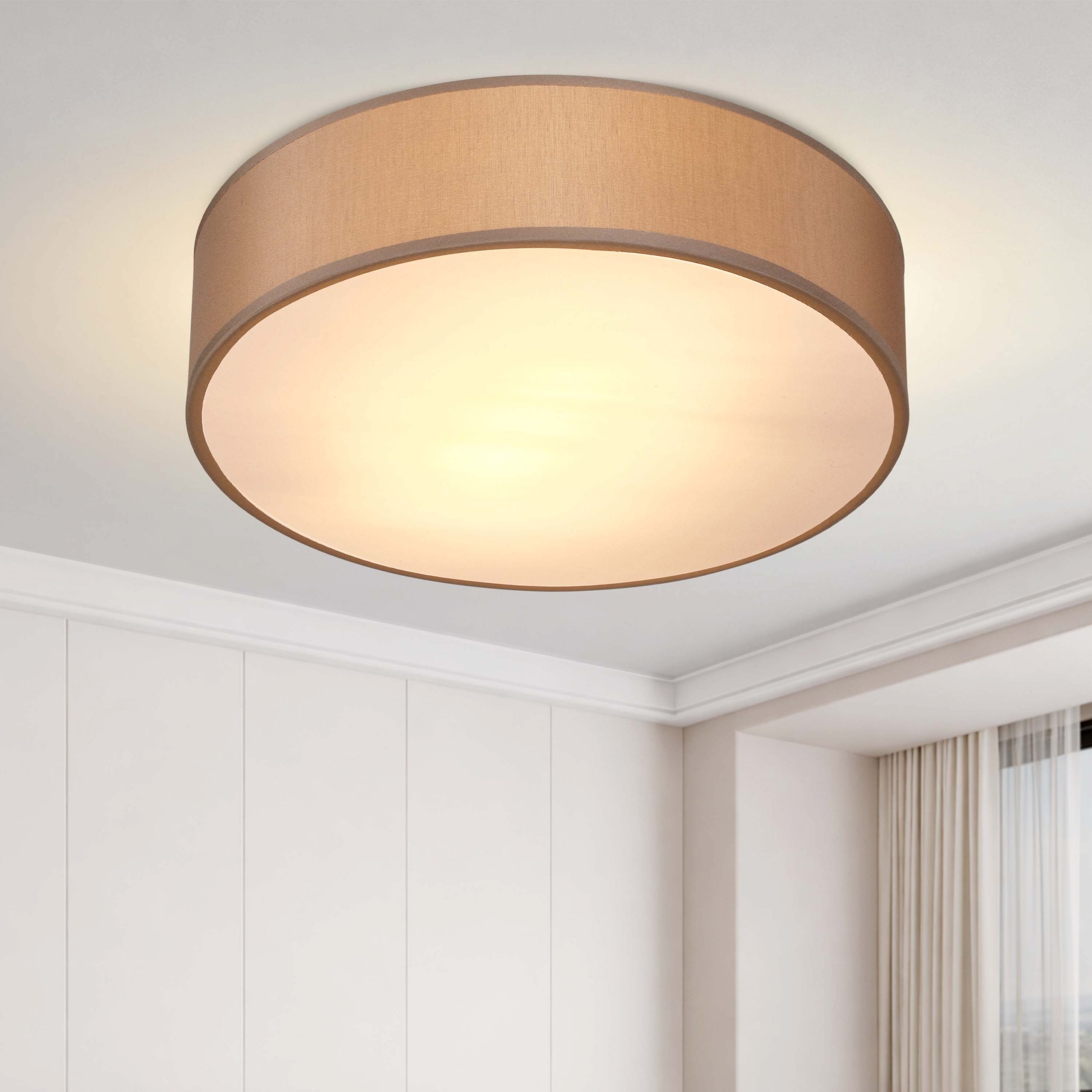 Deckenlampe Taupe Stoff Ø38cm