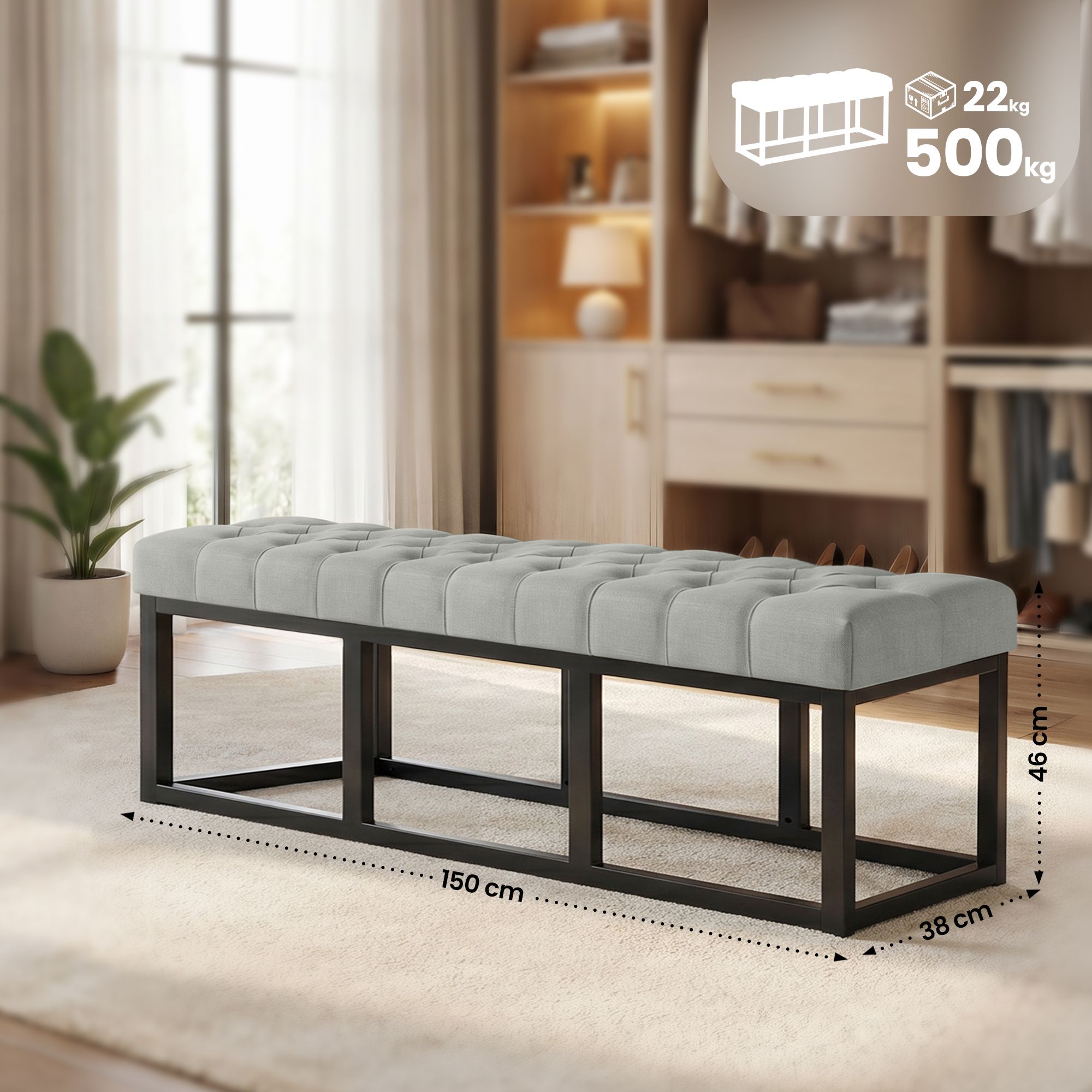 Sitzbank Amun Stoff B150, grau