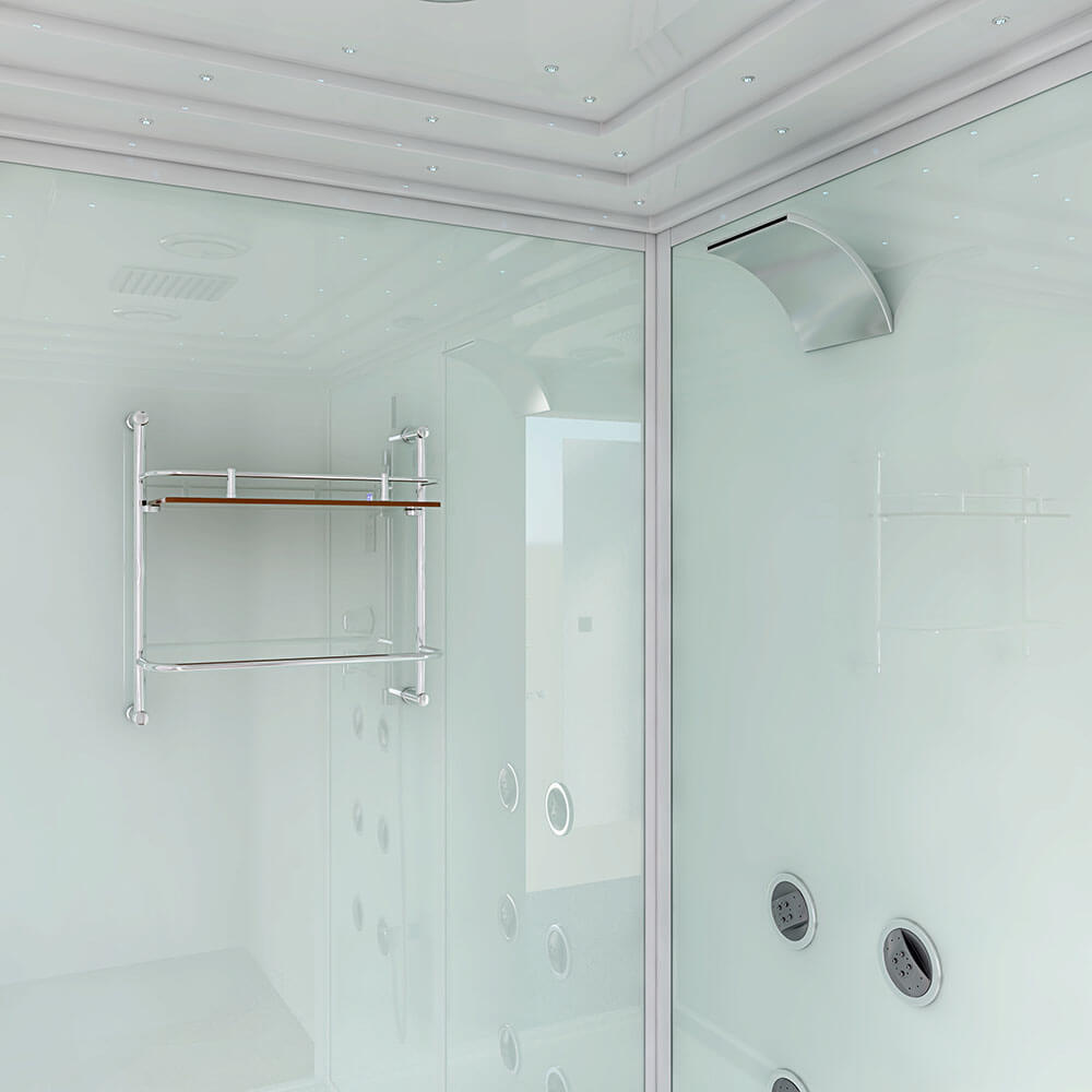 Dampfdusche mit Wasserfall und LED-Beleuchtung DESIGN XL - 180 x 130 cm