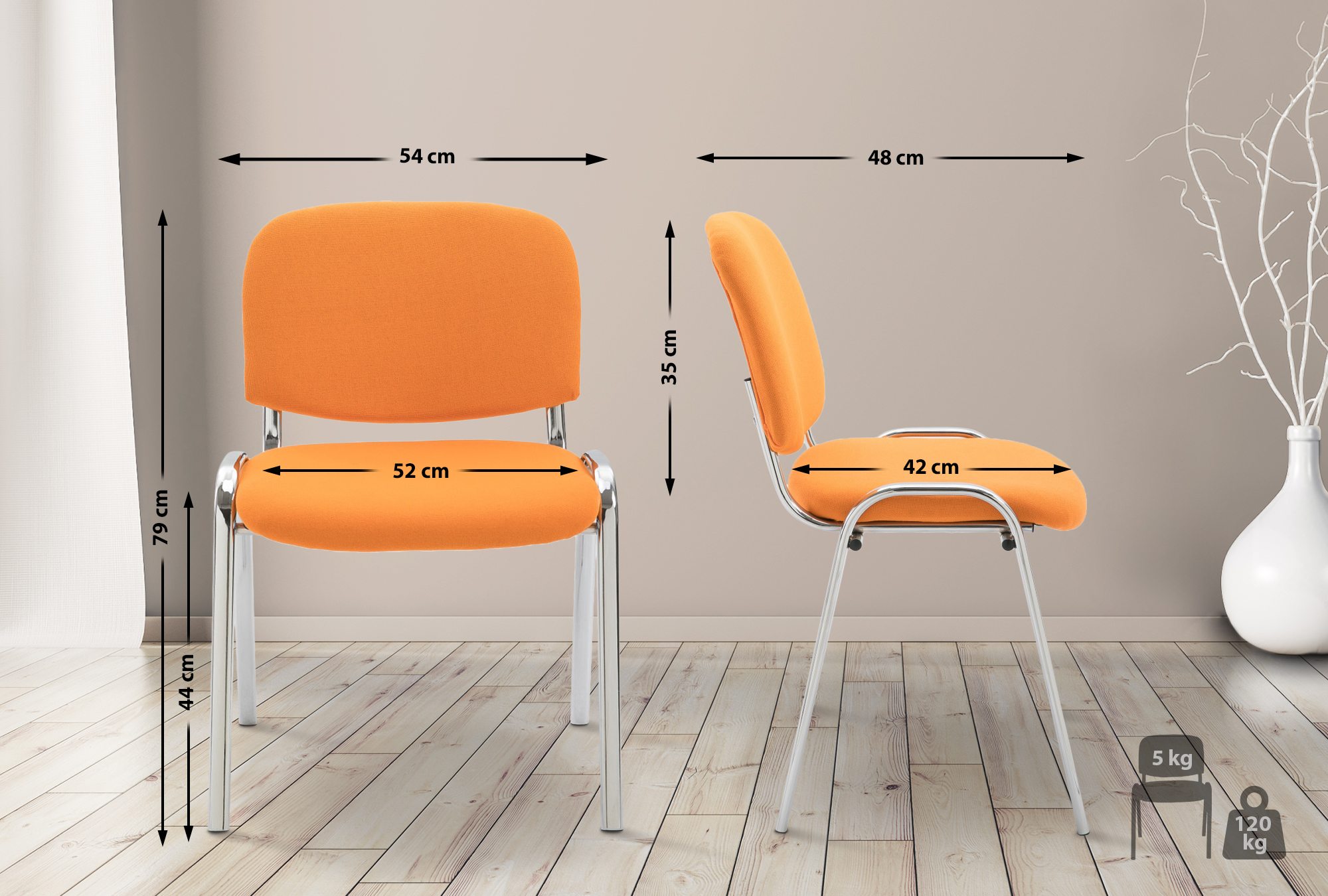 Besucherstuhl Ken C Stoff, orange