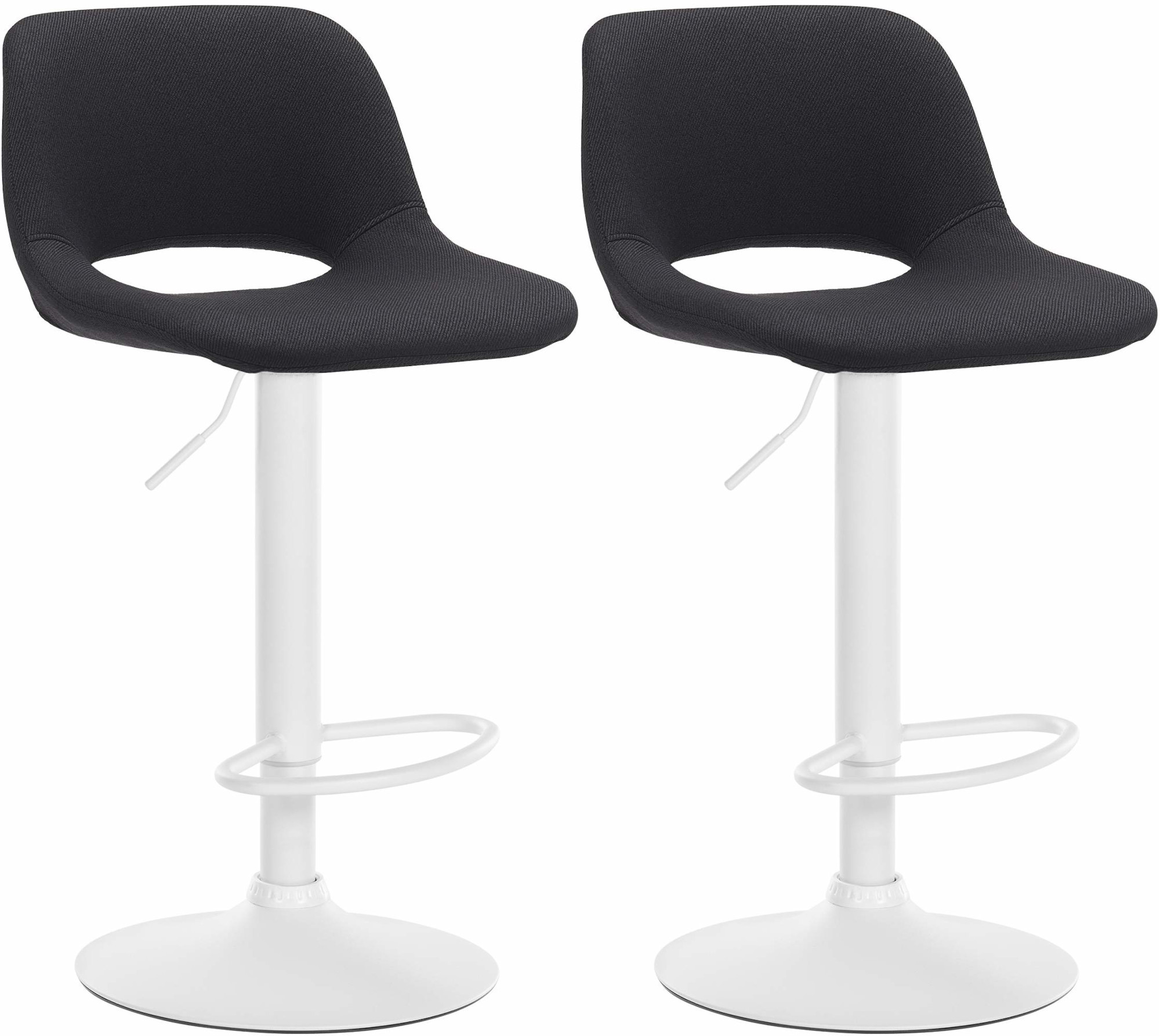 2er Set Barhocker Camden Stoff weiß, schwarz