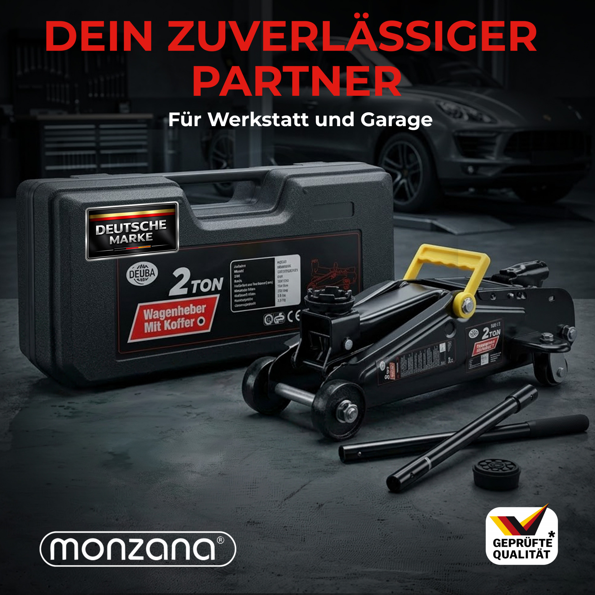 Wagenheber Schwarz 2t 135-330mm inkl Koffer