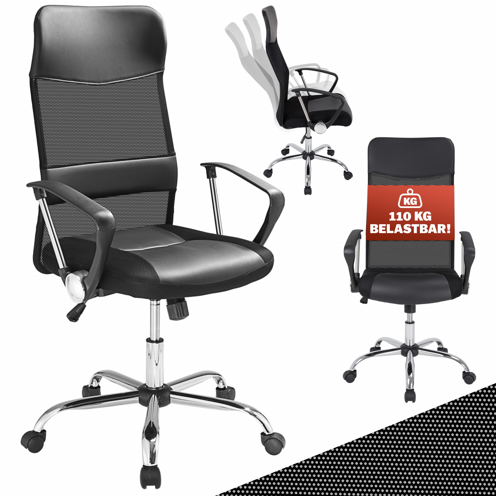 Bürostuhl Deluxe Schwarz mit Netz