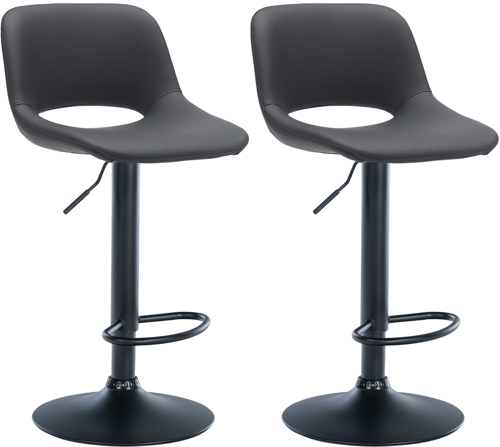 2er Set Barhocker Camden Kunstleder schwarz, schwarz