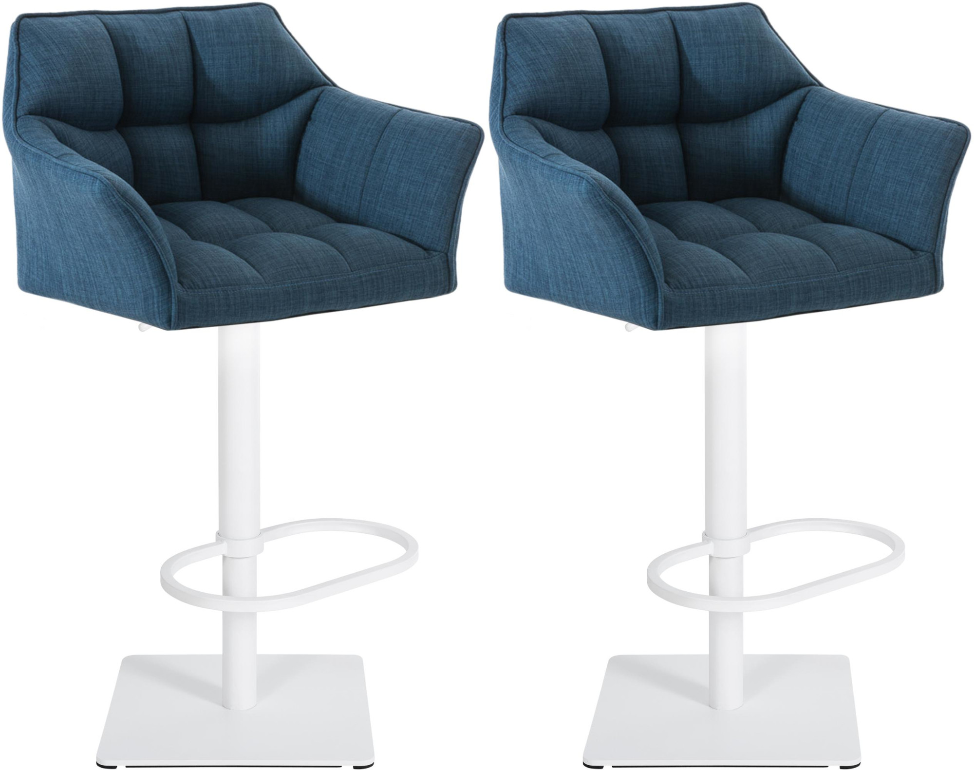 2er Set Barhocker Damaso Stoff weiß, blau