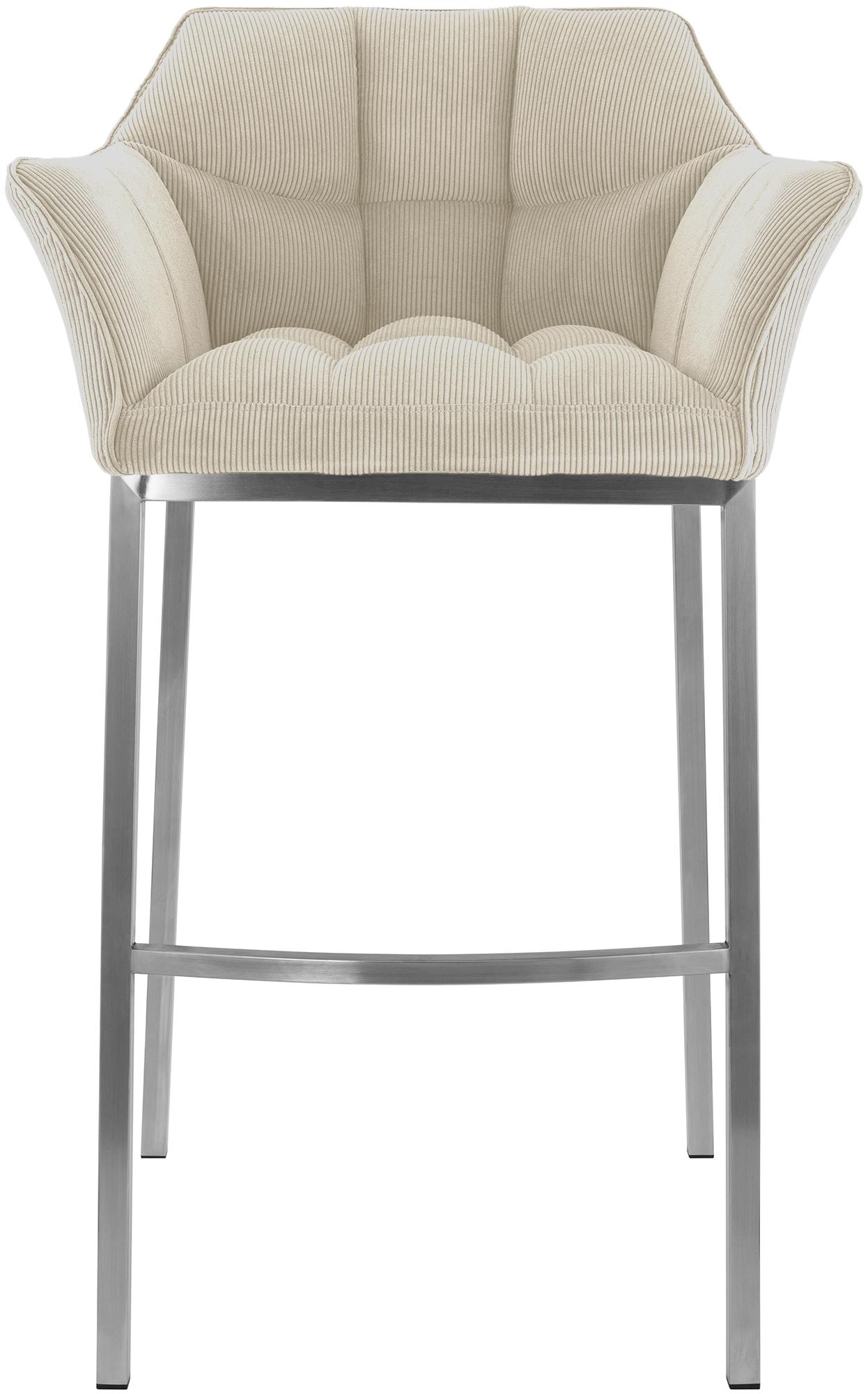 Barhocker Damaso E Cord mit 4-Fuß Gestell, creme