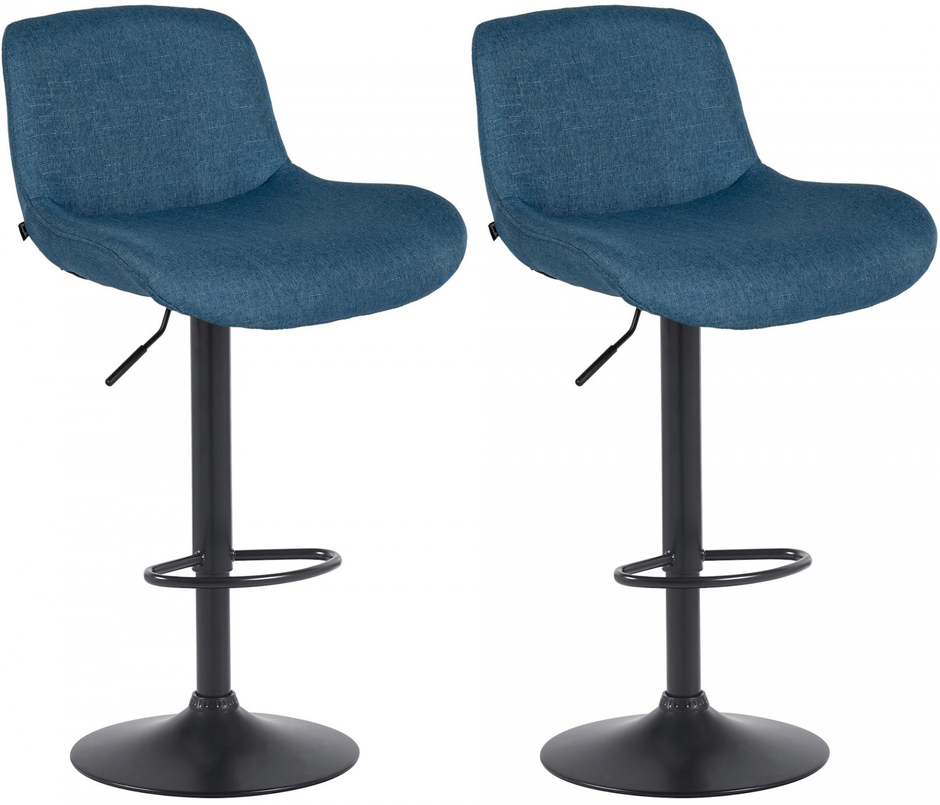 2er Set Barhocker Solon Schwarz Stoff, blau