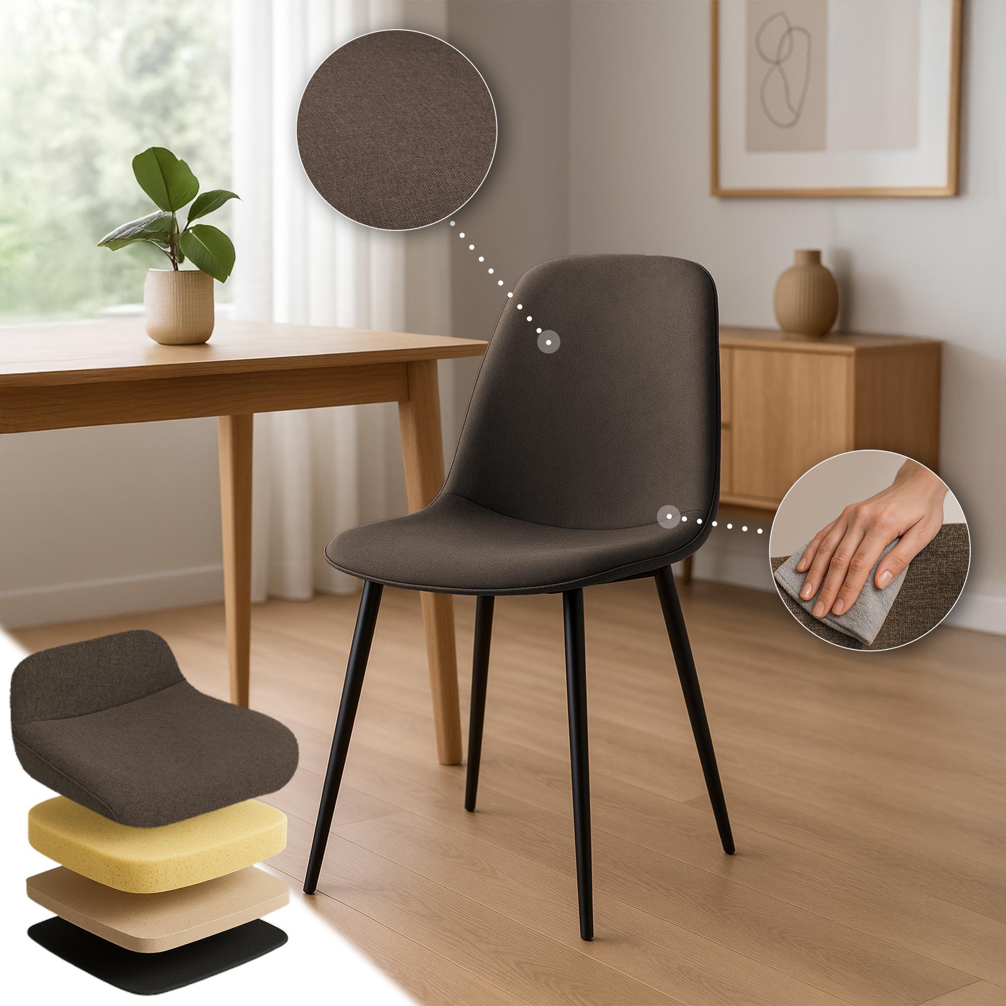 Esszimmerstuhl Maryam Stoff, braun