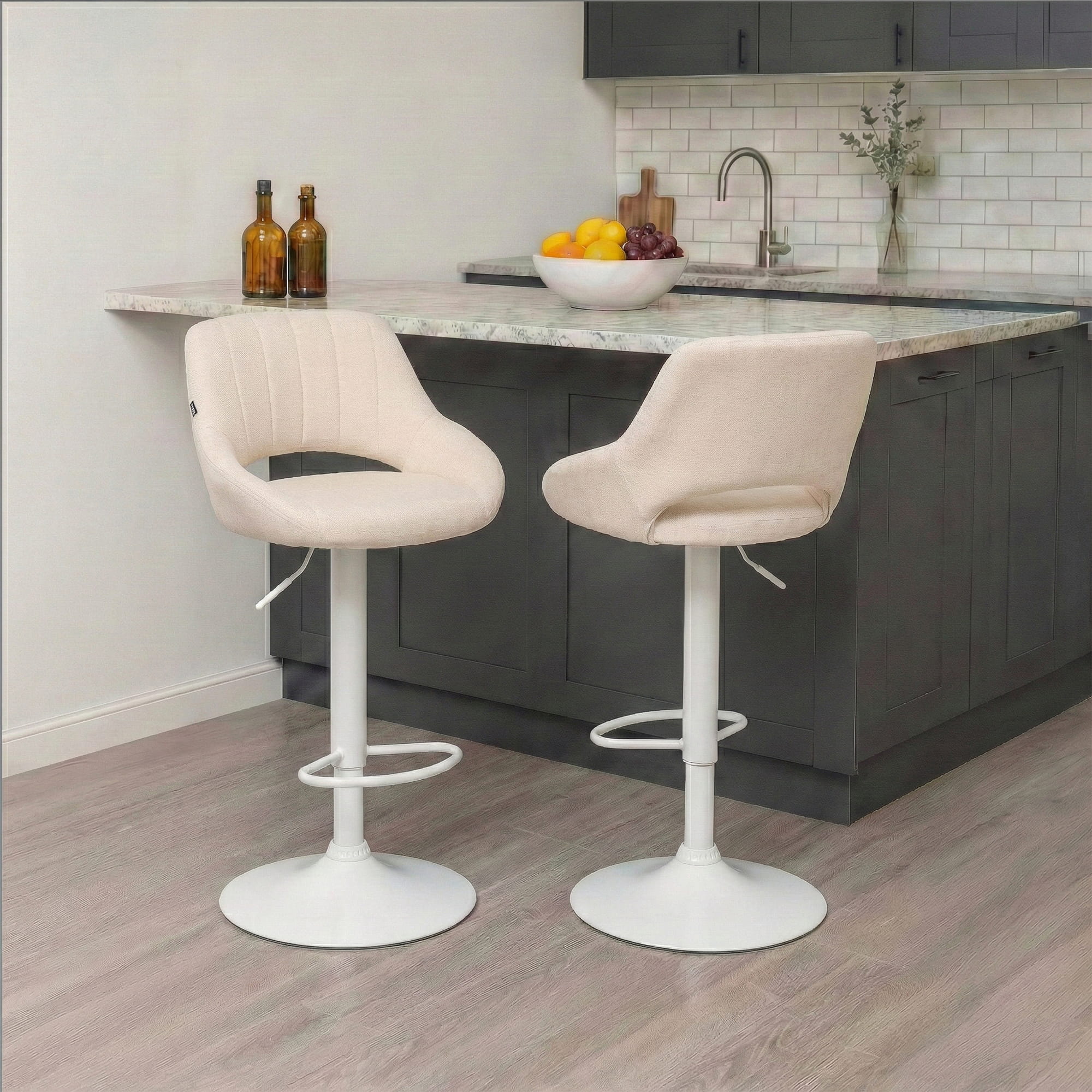 Barhocker Milet Stoff weiß, creme