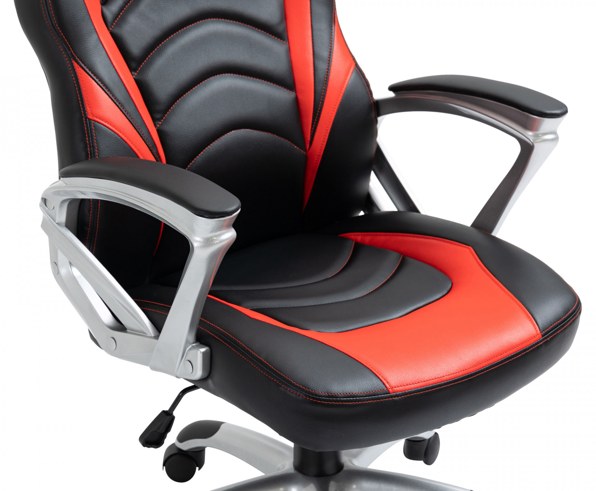 Bürostuhl Foxton Kunstleder, schwarz/rot