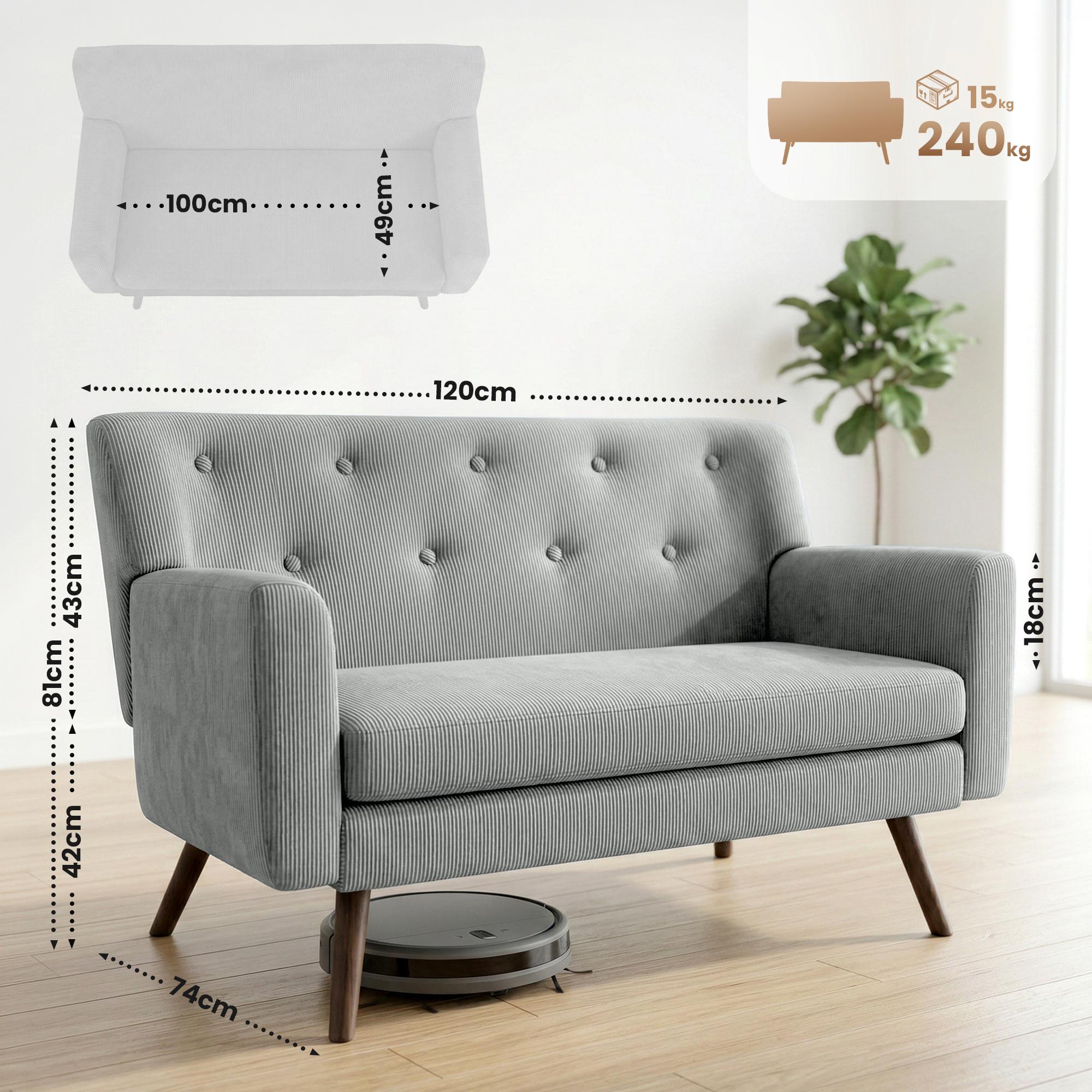 Sofa Kioni Cord, grau