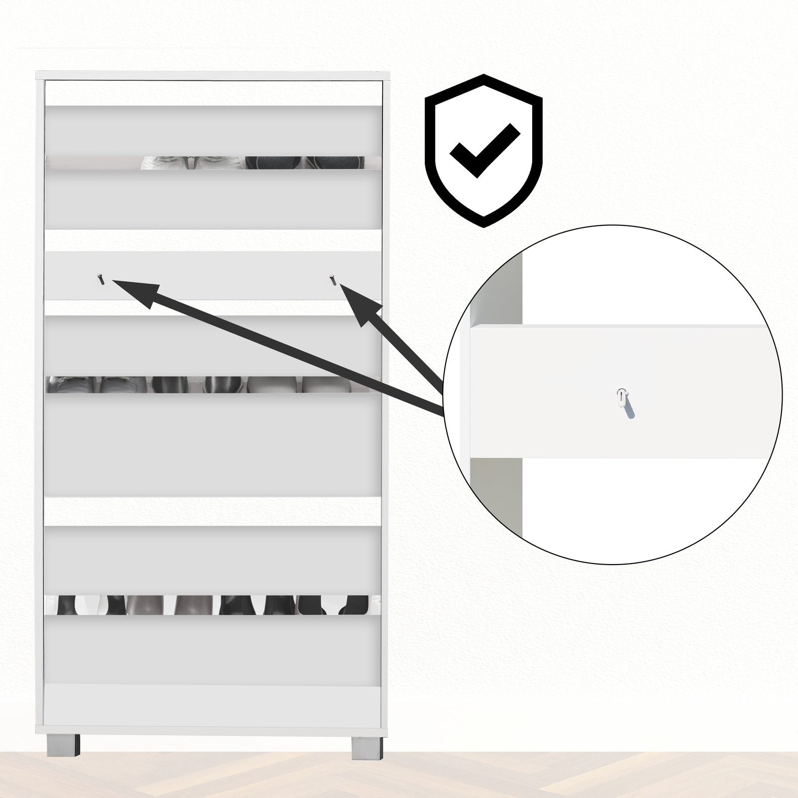 Schuhschrank mit 3 Klappen Weiß