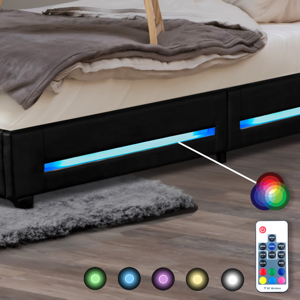 LED Bett ASTEROID - 90 x 200 cm Schwarz